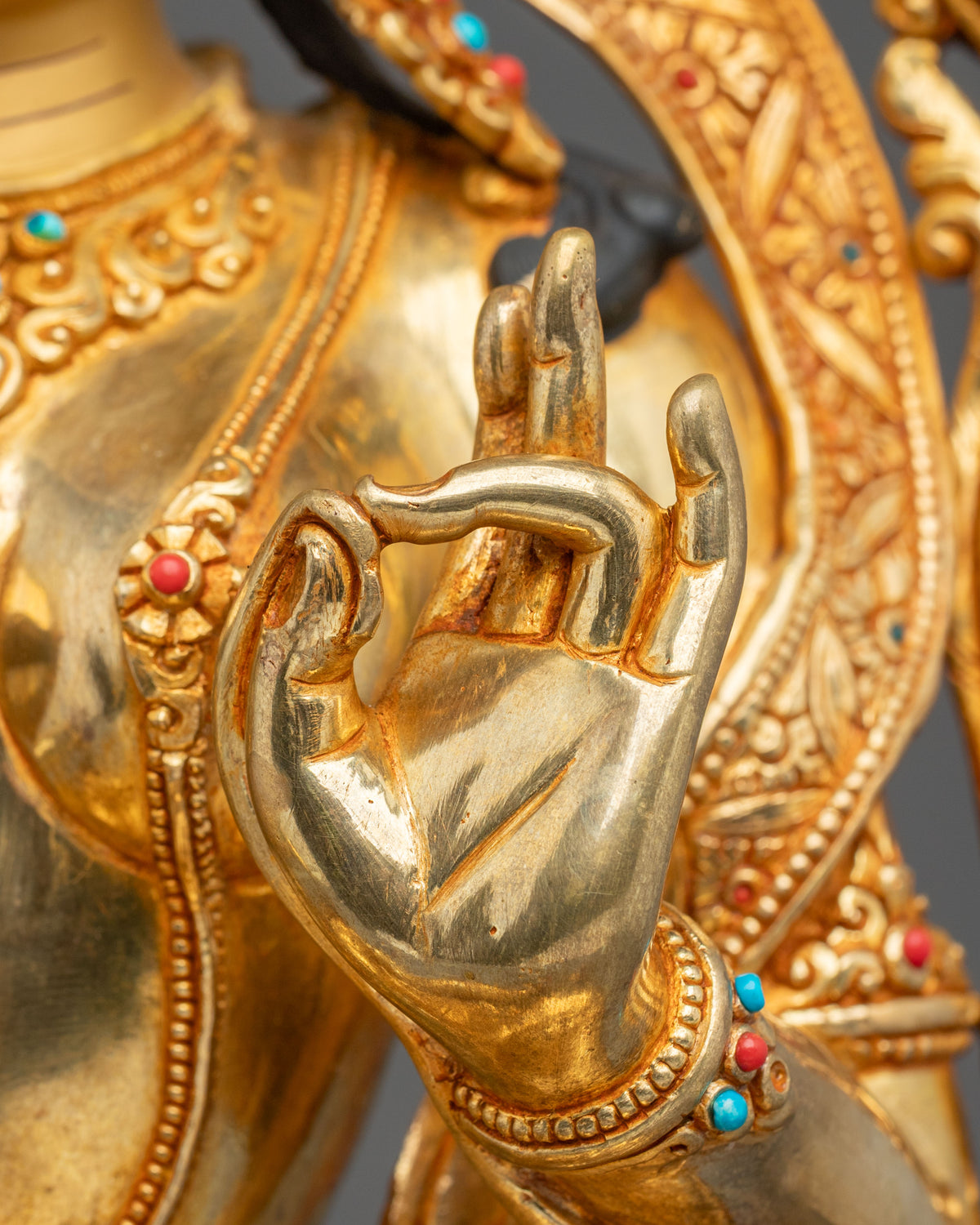 24K Gold Coated Green Tara Sacred Sculpture | Goddess of Compassion