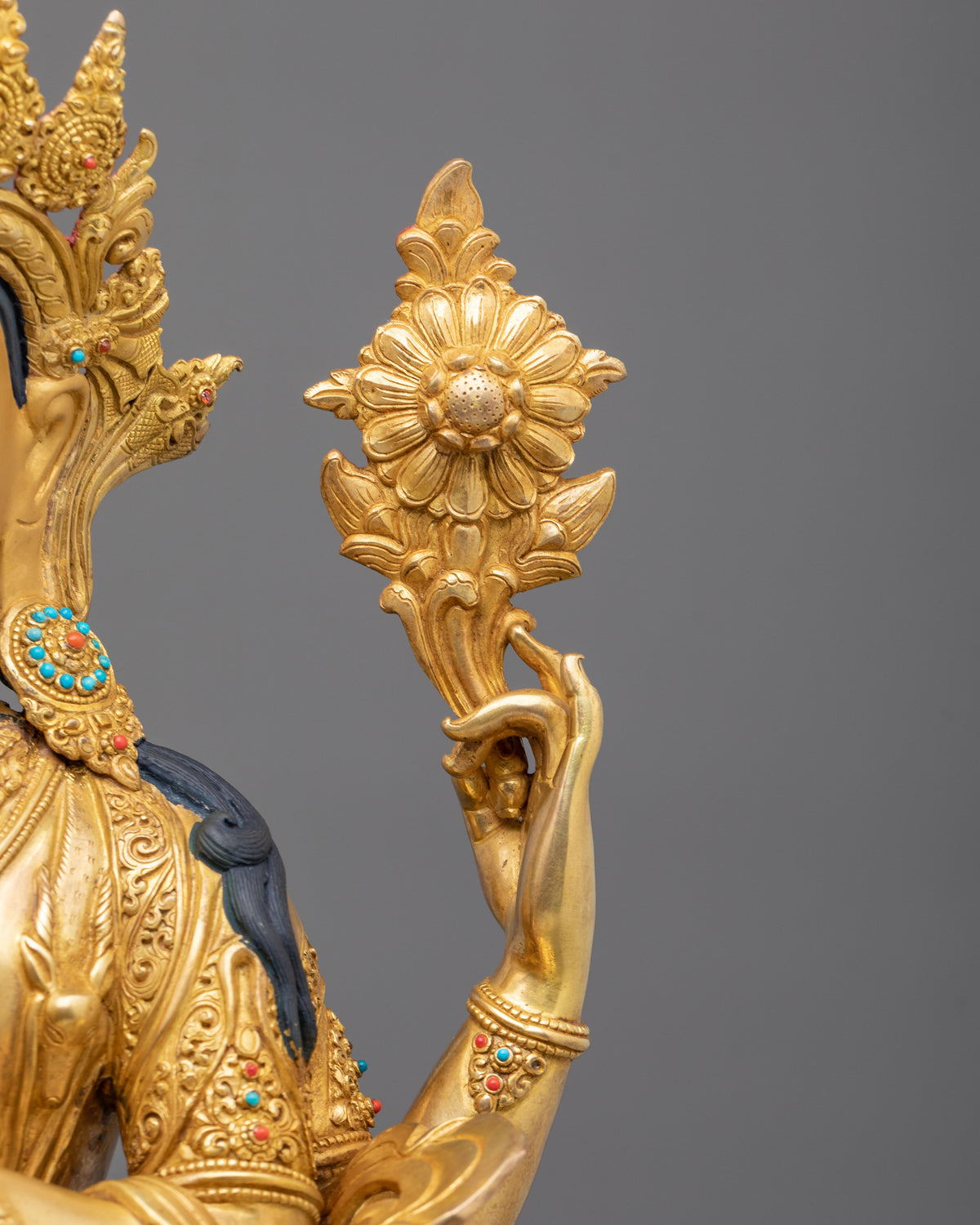 Chenrezig 24K Gold Gilded Sacred Sculpture | Home Decor