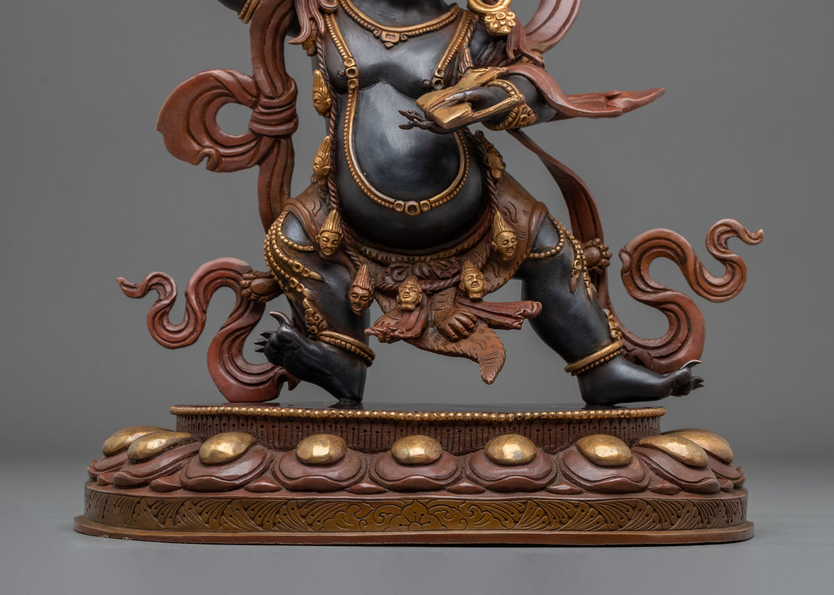 Black Manjushri Wisdom Deity Statue in Oxidized Copper Body