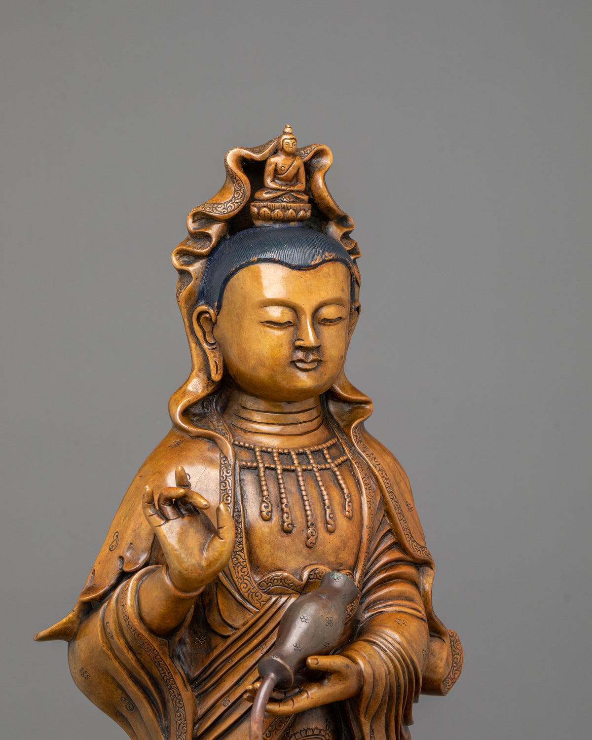 Chinese Standing Buddha Spiritual Statue | Handmade Traditional Sacred Sculpture