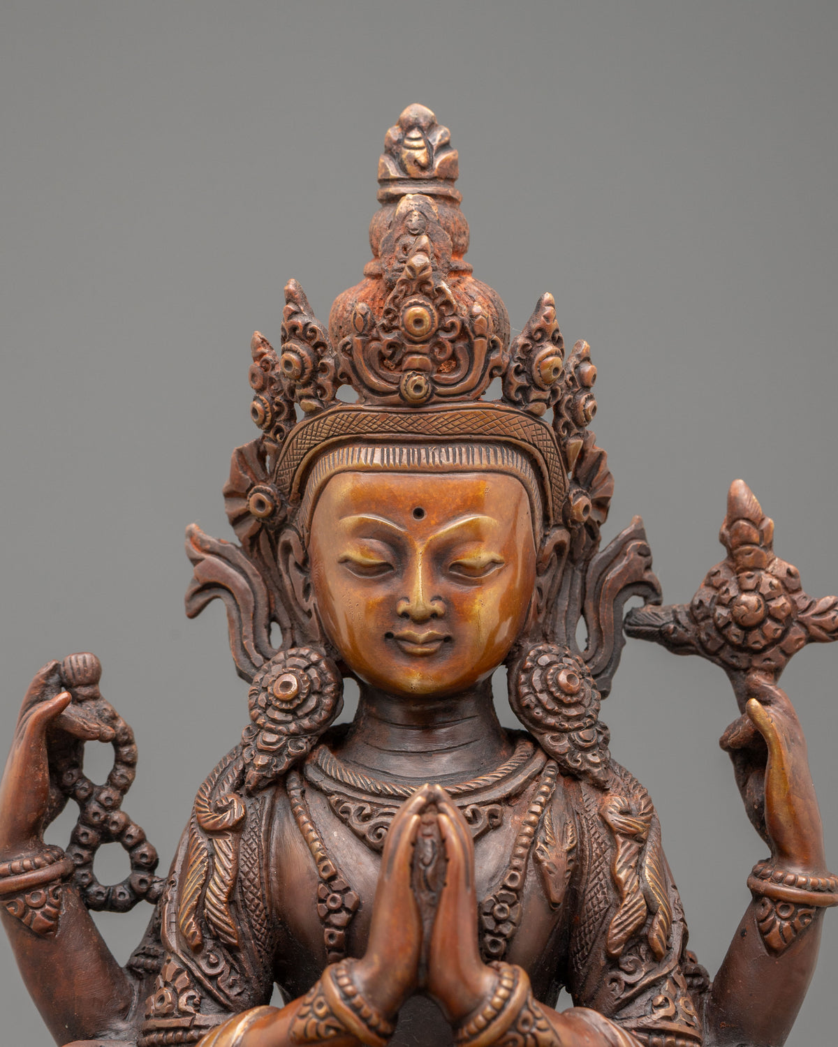 Chenrezig Sacred Statue | Oxidized Copper Lord of Compassion