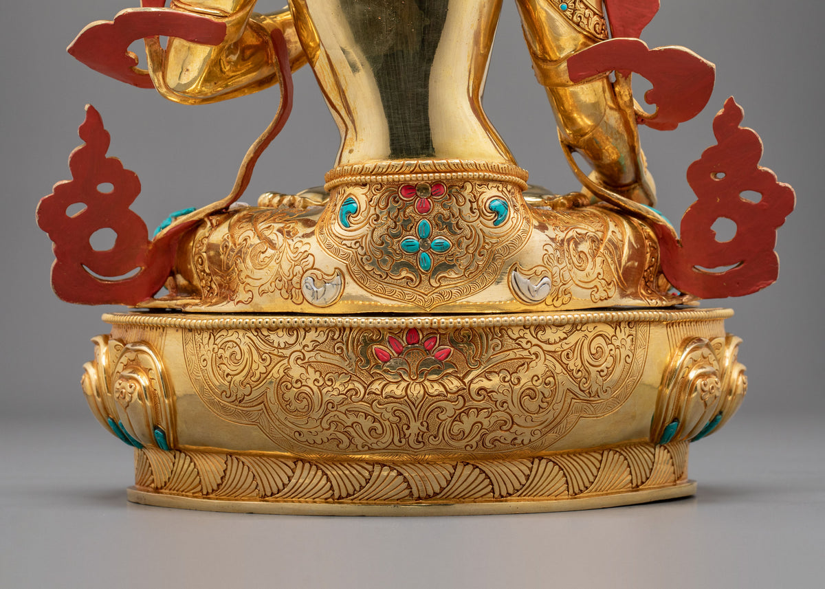 White Tara Fire Gold Coated Statue | Buddhist Shrine