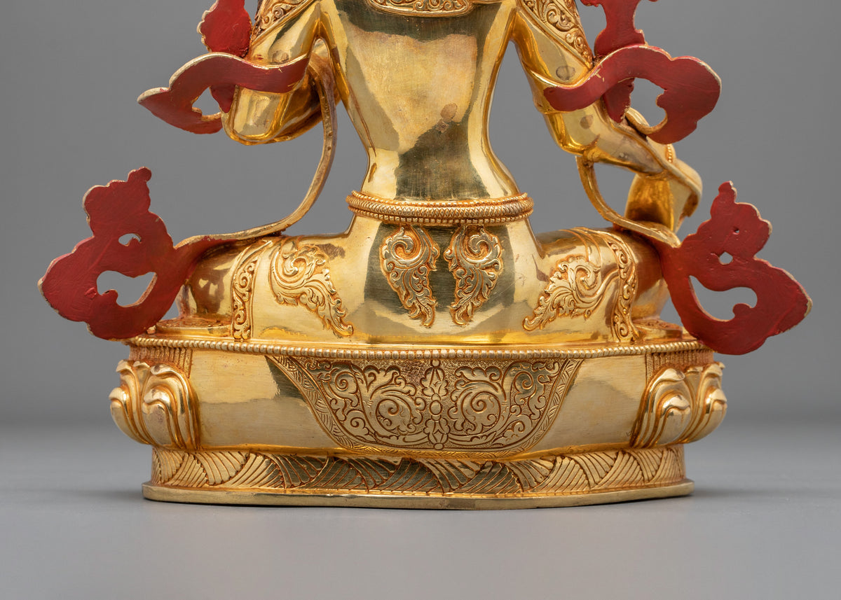 Green Tara Fire Gold Coated Statue | Made in Nepal