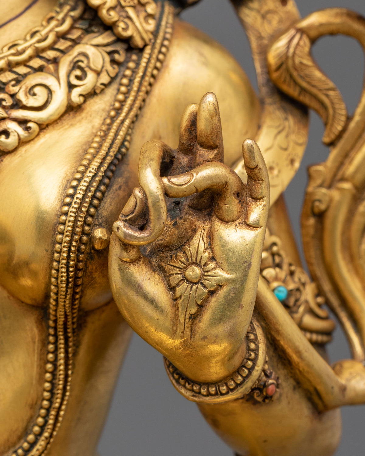 24k Gold Coated Green Tara Sculpture | Tibetan Guardian