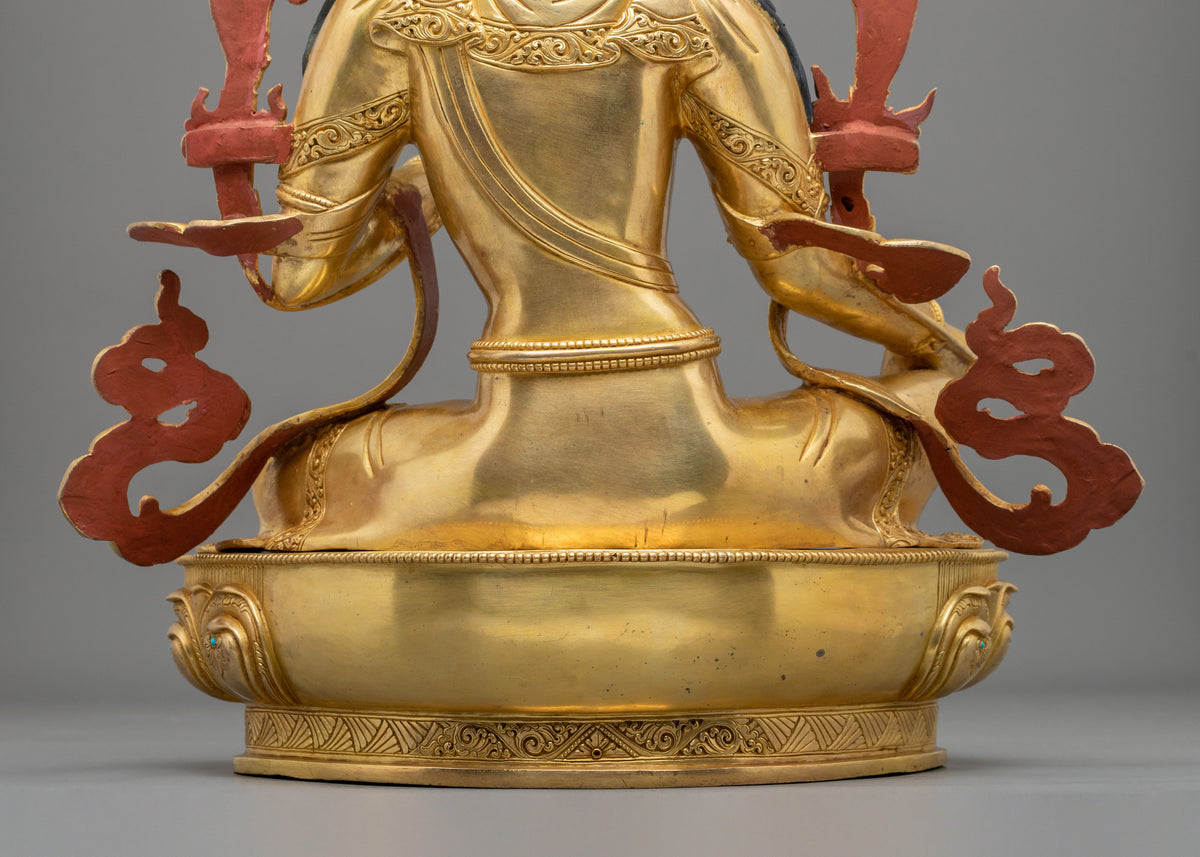 24K Gold Gilded Green Tara Copper Figurine | Home Decor