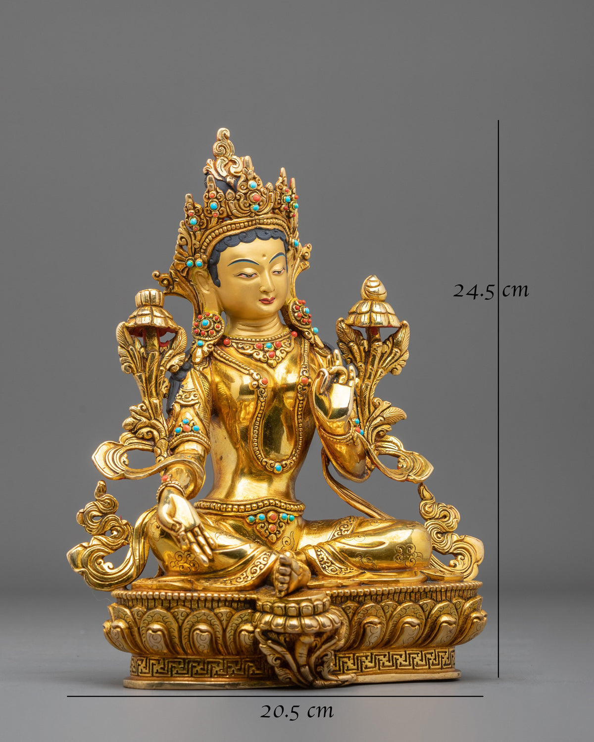 Green Tara 24K Gold Glided Statue for Meditation and Blessings