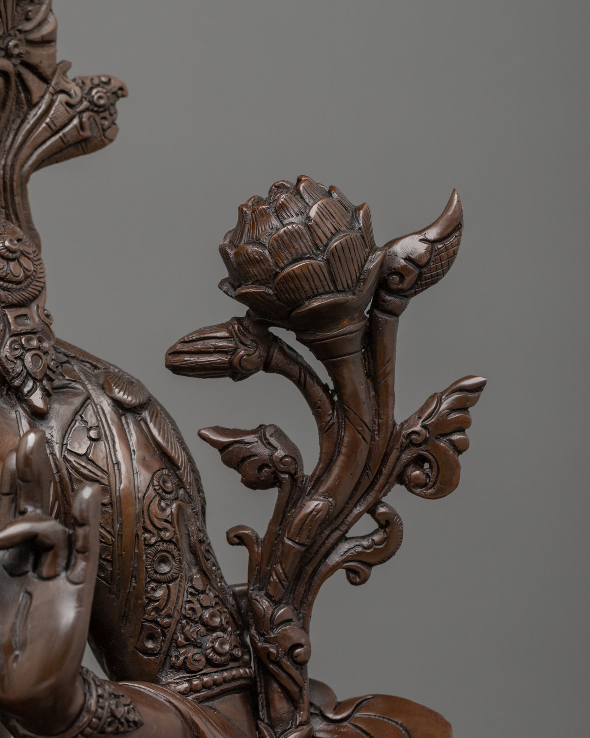 White Tara Oxidized Copper Sculpture for Altar Decor
