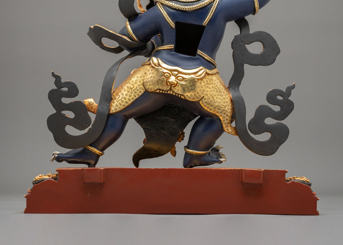 Vajrapani Wrathful Bodhisattva Sculpture | 24K Gold Gilded Buddhist Protector Statue