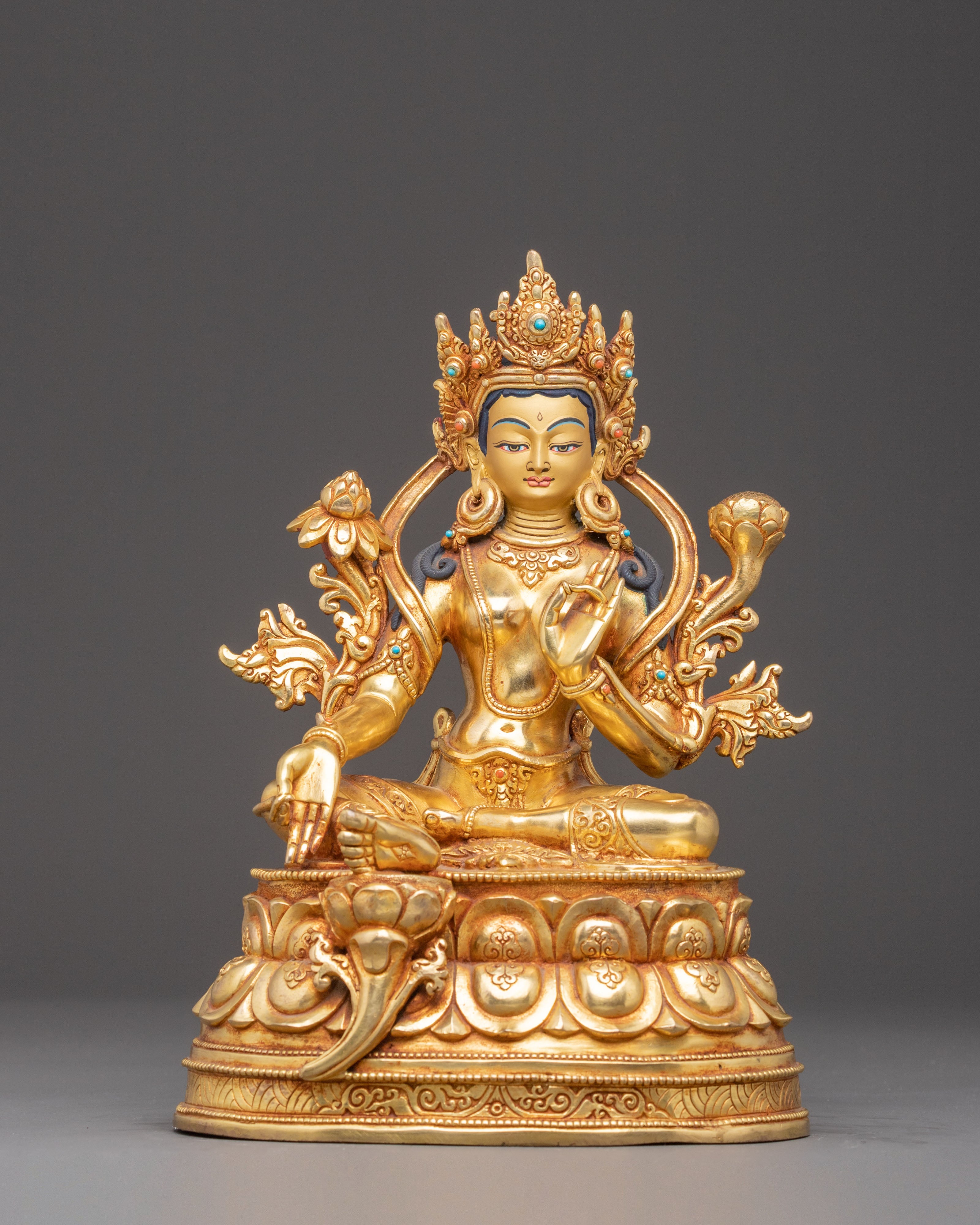 Peaceful Sculpture of Mother Green Tara