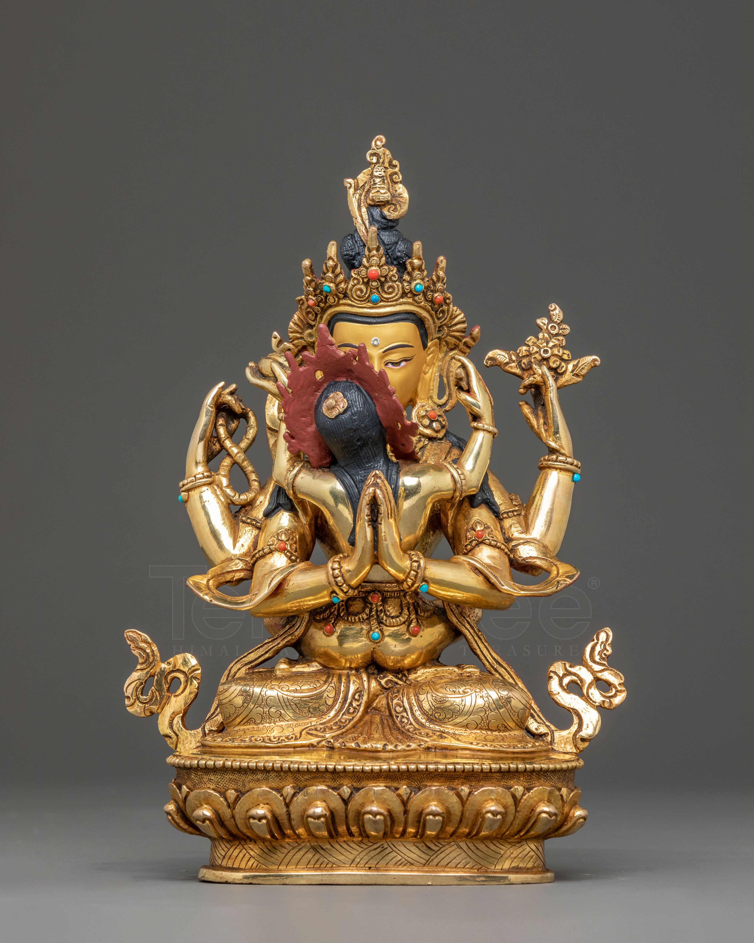 Handmade Avalokiteshvara Golden Statue