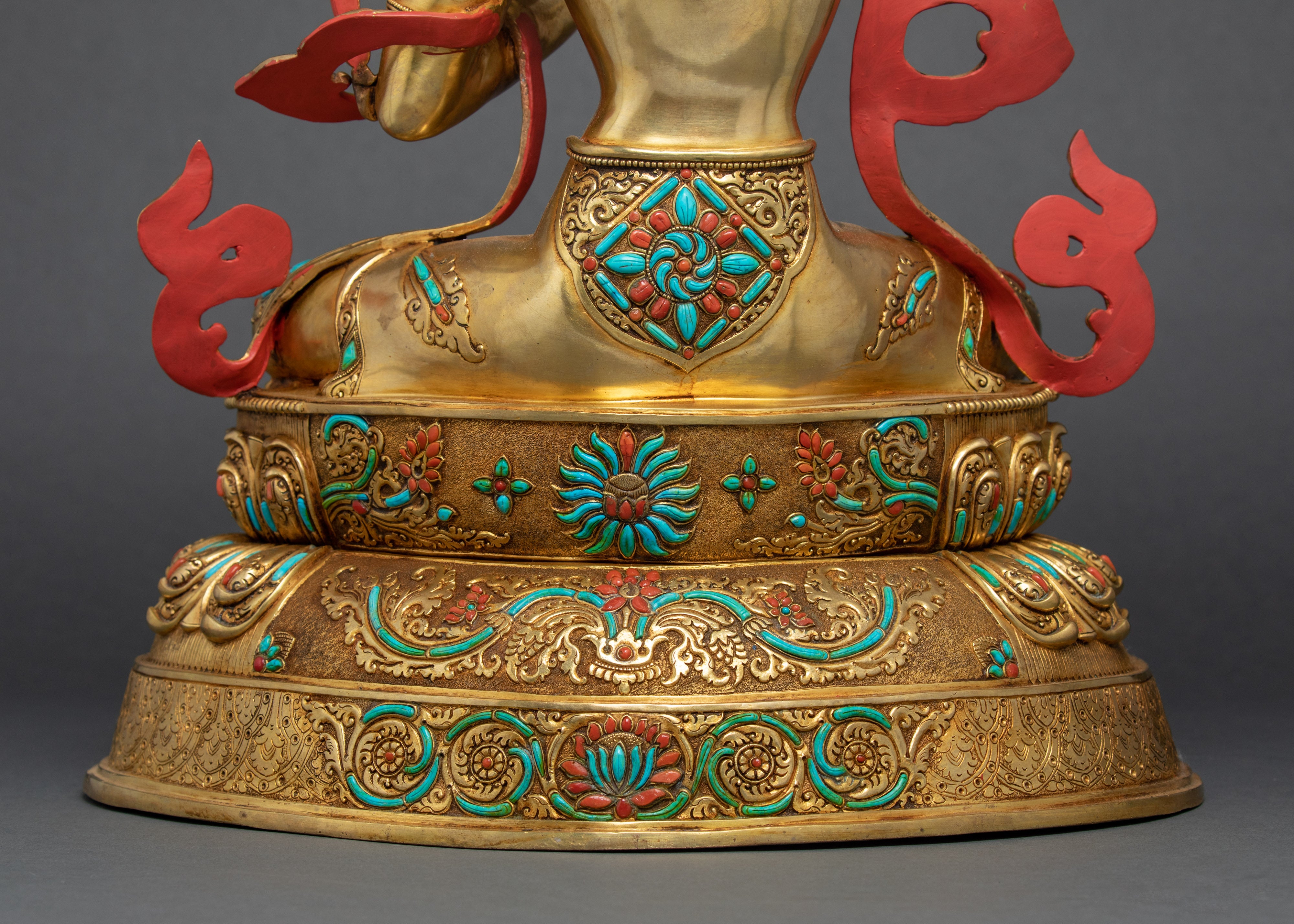 Bodhisattva Manjushri Gold Statue | Buddhist Bodhisattva Of Wisdom Sculpture