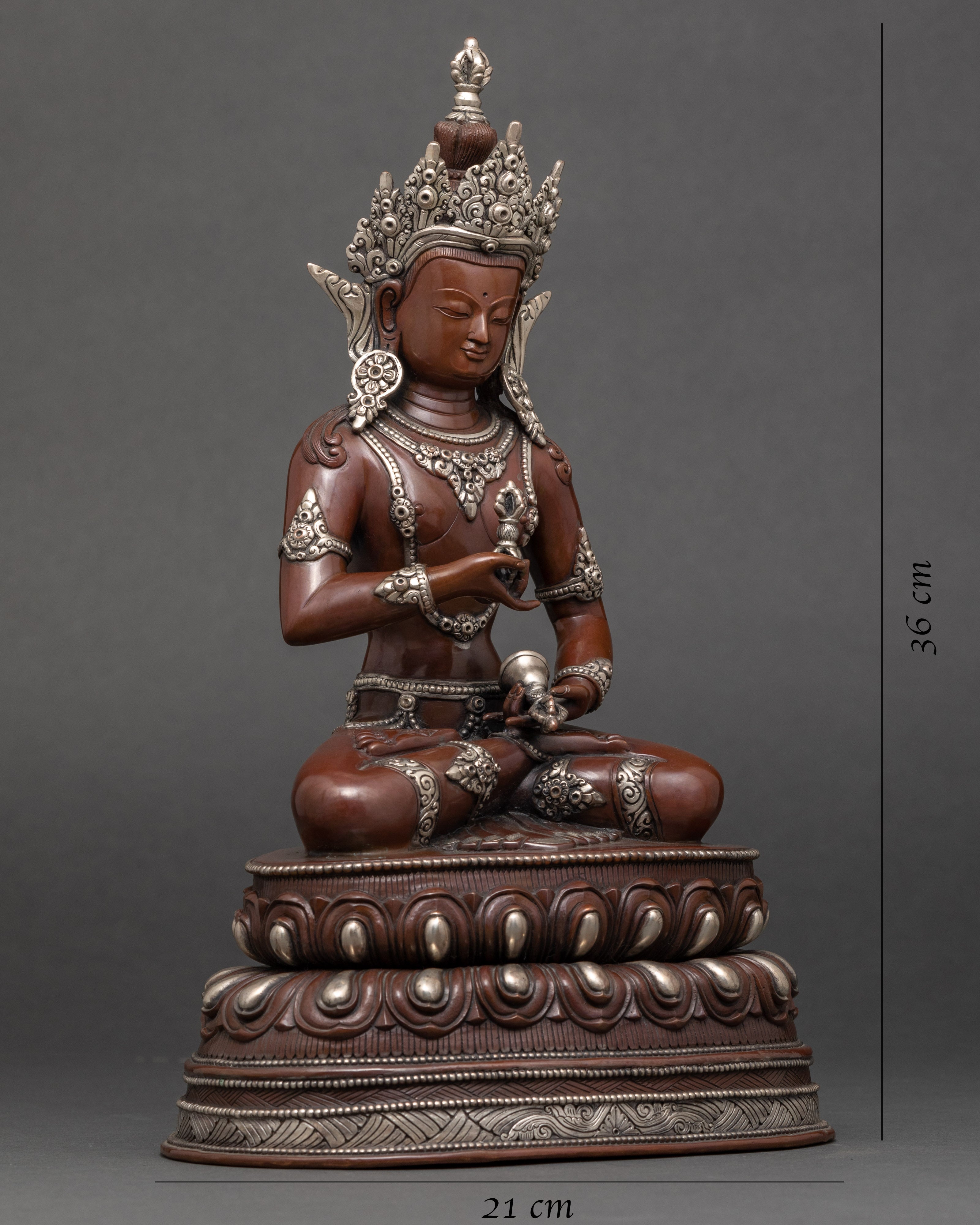Bodhisattva Vajrasattva Sculpture | Silver Plated Artwork