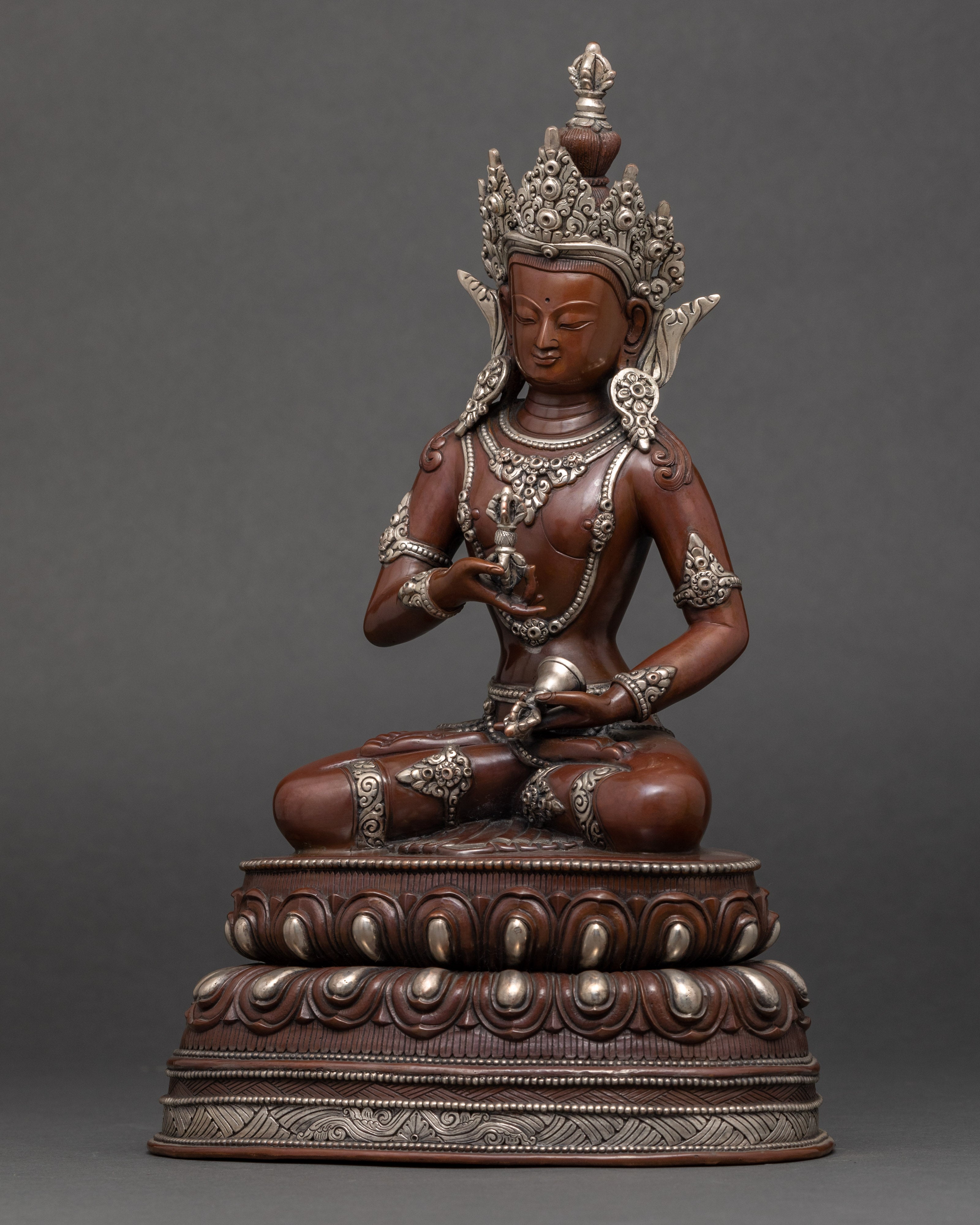 Bodhisattva Vajrasattva Sculpture | Silver Plated Artwork