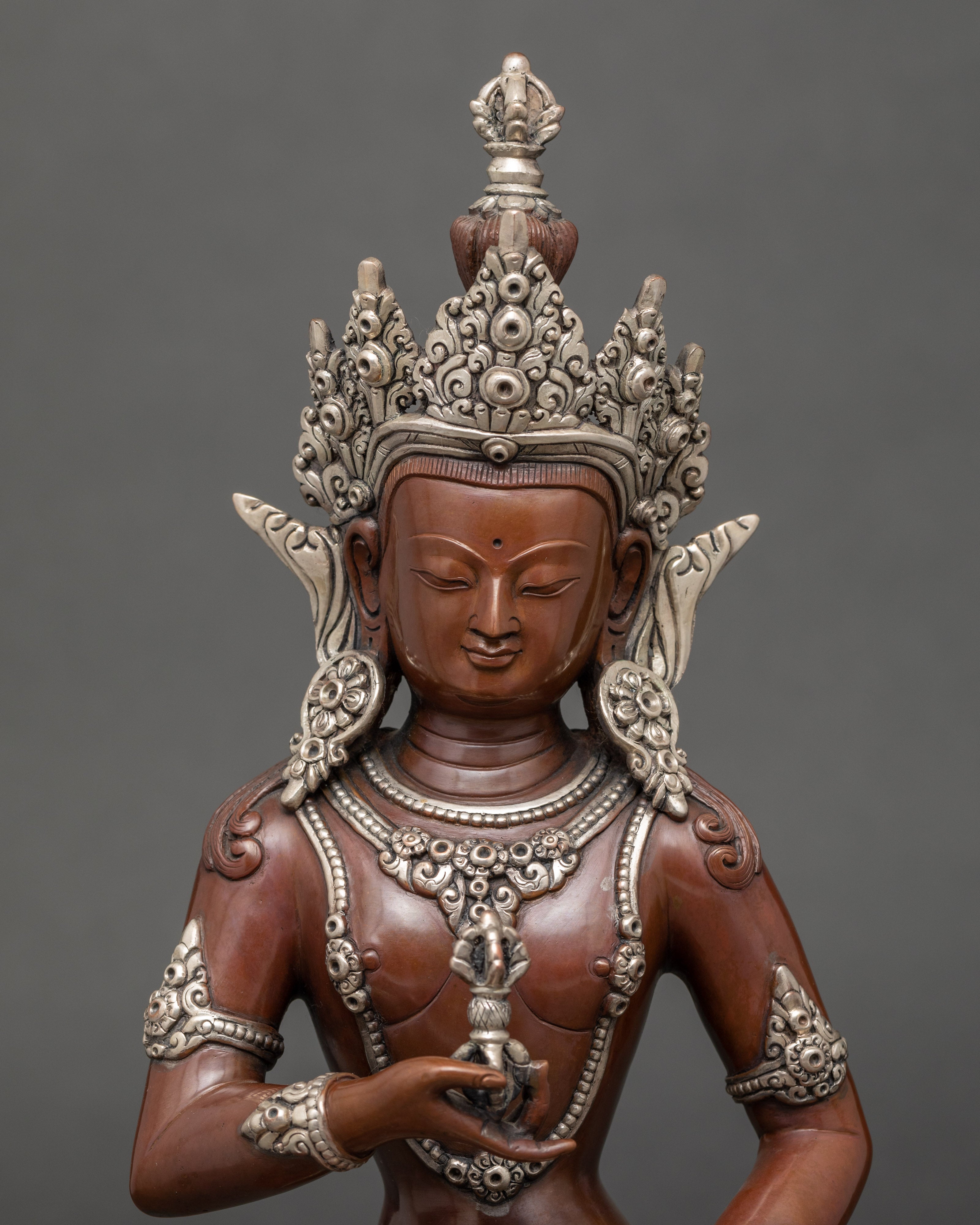 Bodhisattva Vajrasattva Sculpture | Silver Plated Artwork