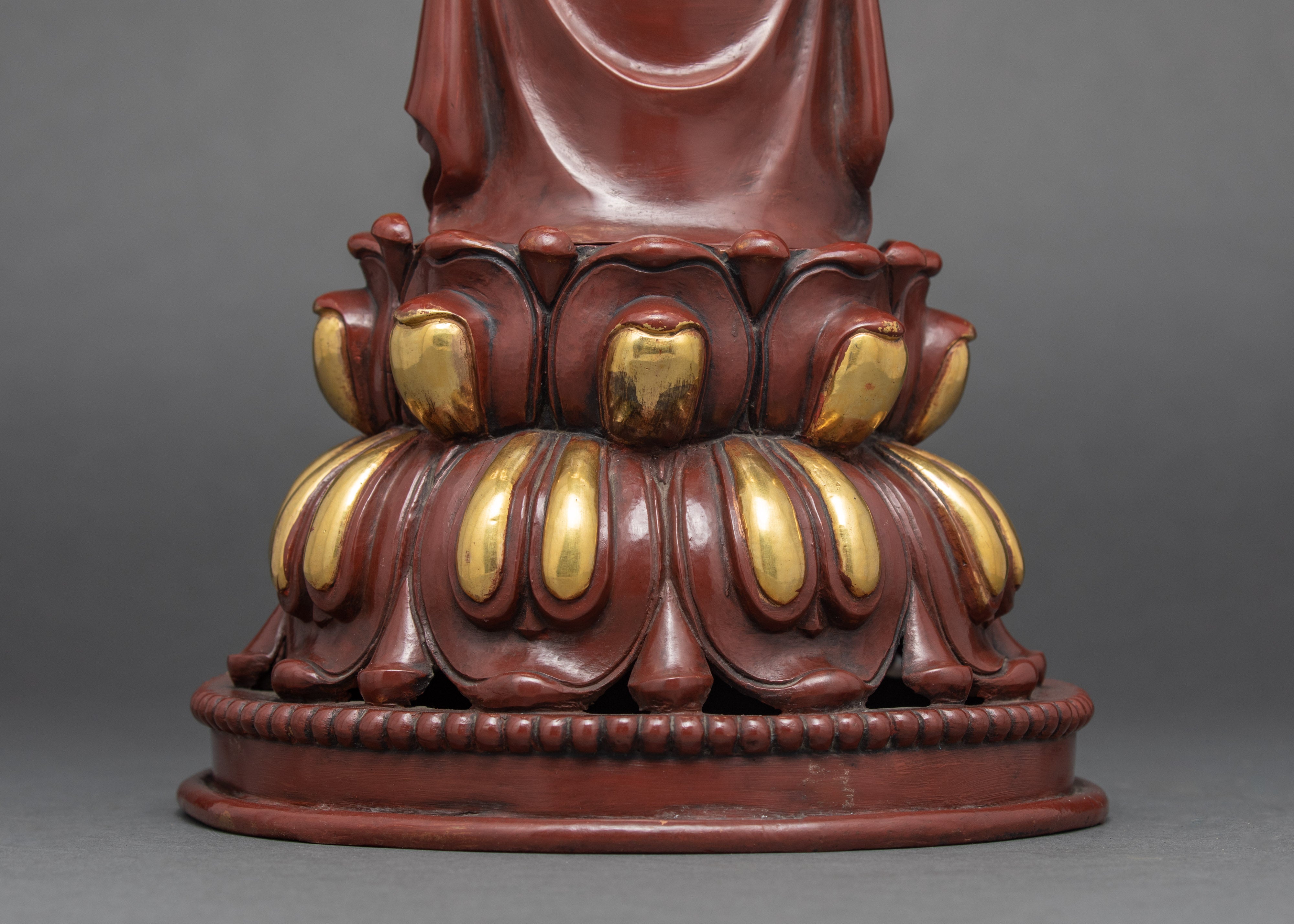 Standing Shakyamuni Buddha Sculpture | 24K Gold Hand Carved Statue