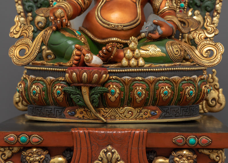 Dzambhala on Throne Statue | Rare Handmade Buddhist Sculpture