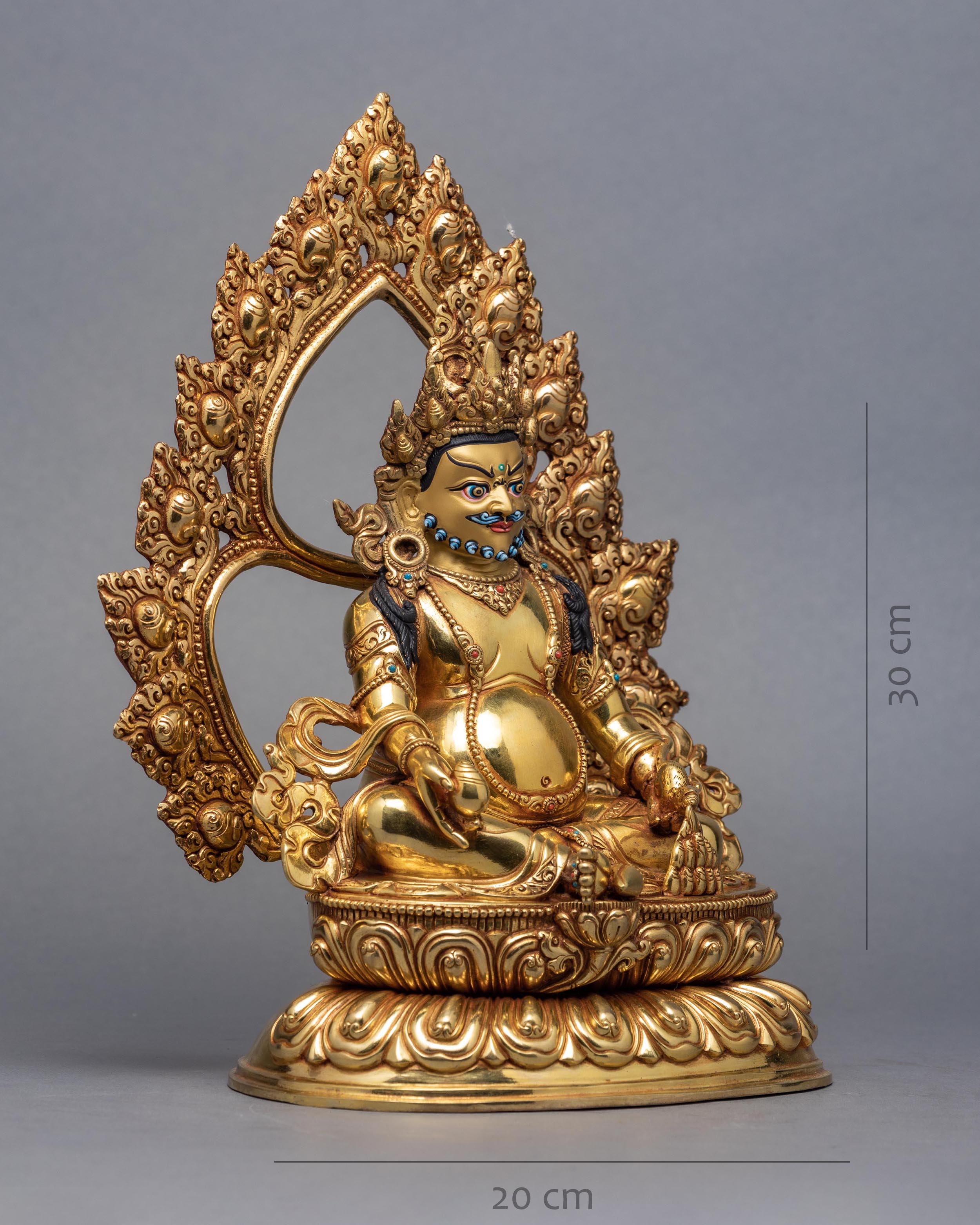 Dzambala Statue | Traditionally Hand Carved Gold Gilded Statue | Yellow Jambala