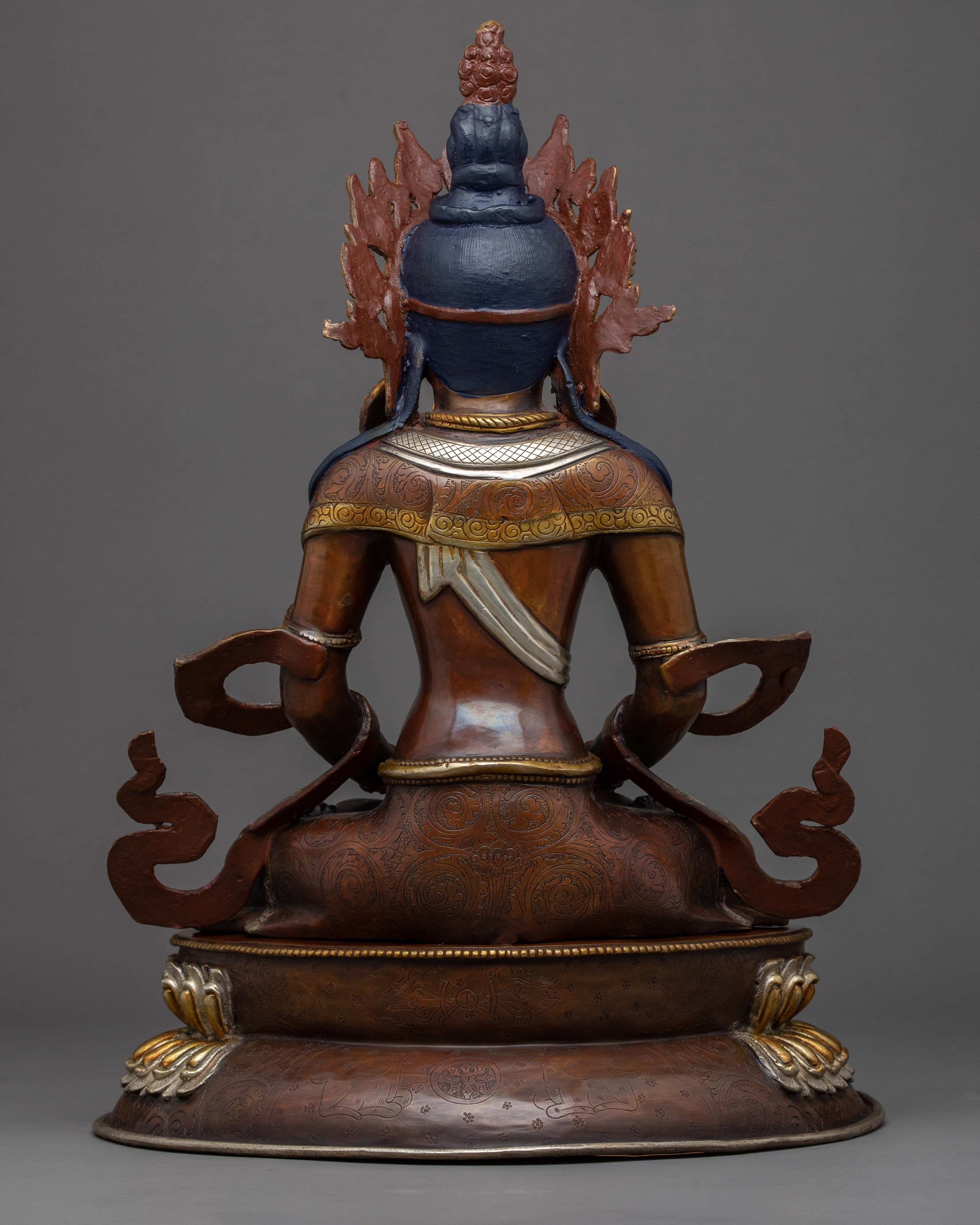 Long Life Buddha Amitayus Statue | Hand carved Gold Gilded Art