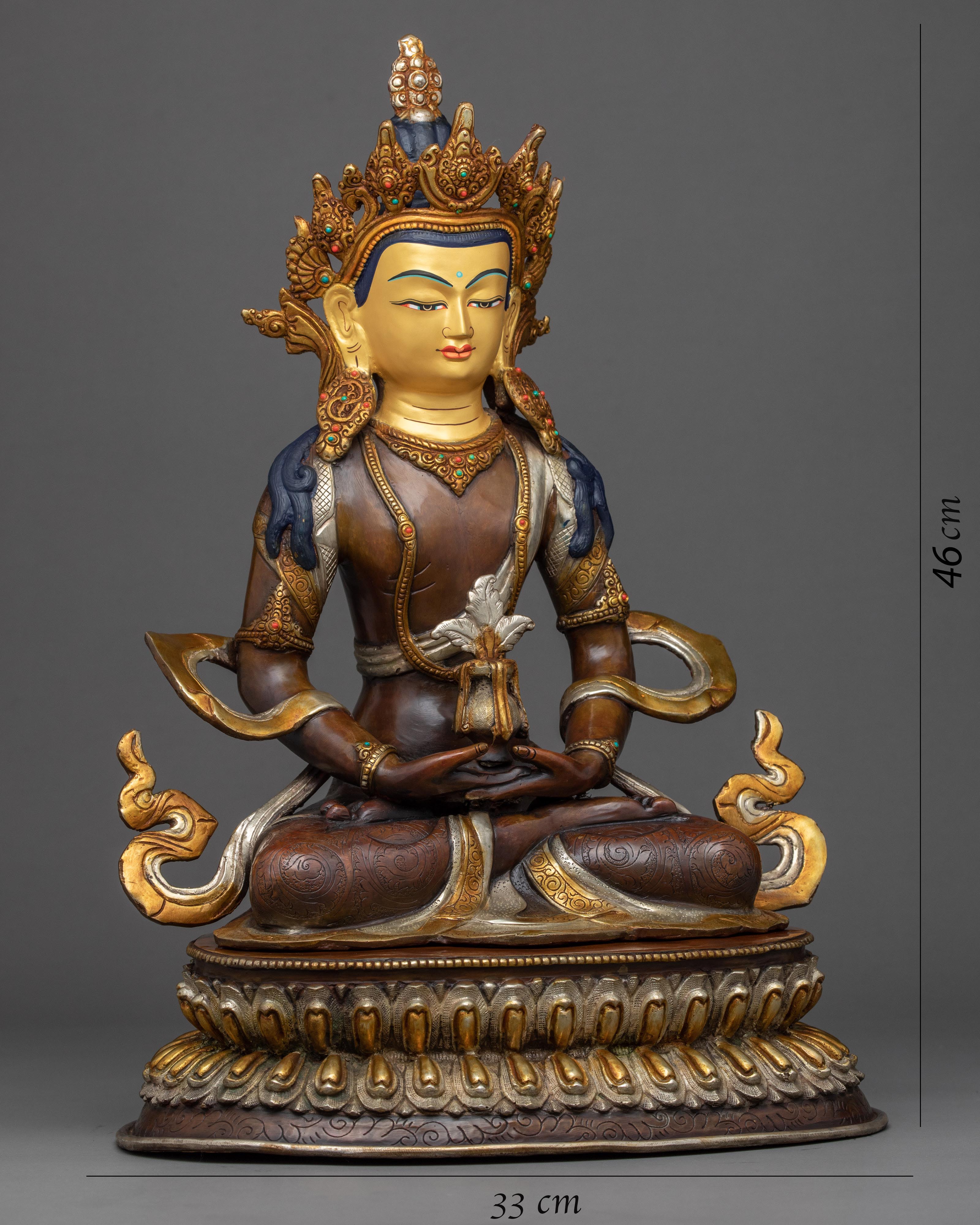 Long Life Buddha Amitayus Statue | Hand carved Gold Gilded Art