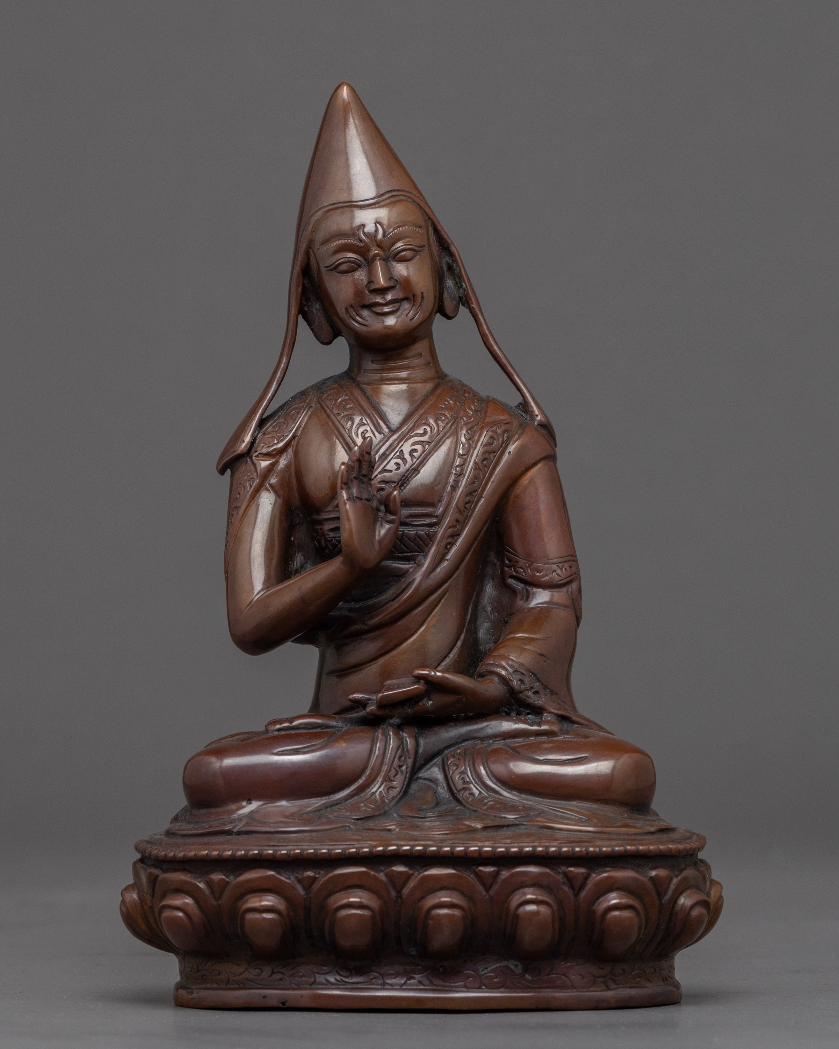 Je Tsongkhapa Statue Set | Hand Carved Buddhist Statue Set