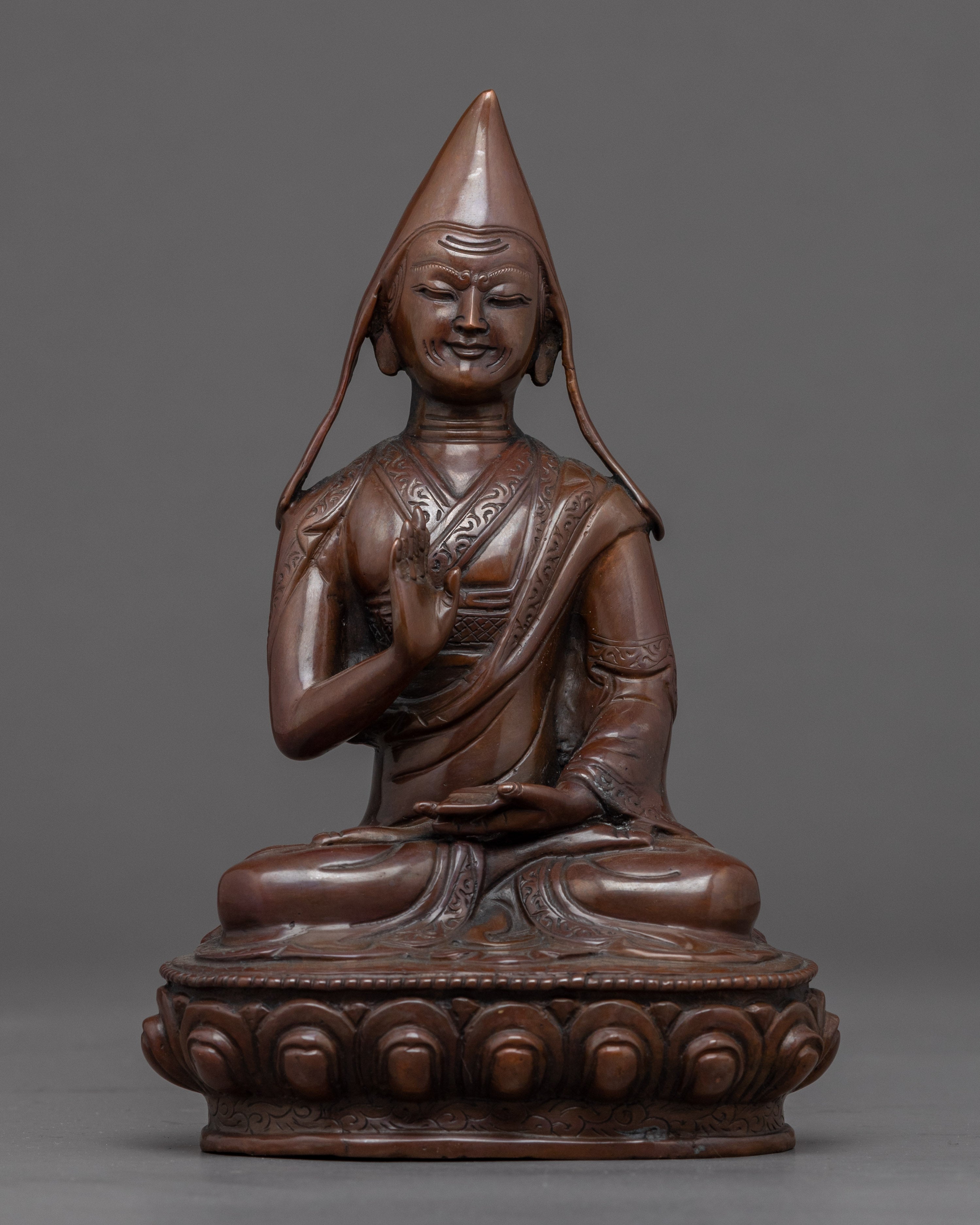 Je Tsongkhapa Statue Set | Hand Carved Buddhist Statue Set