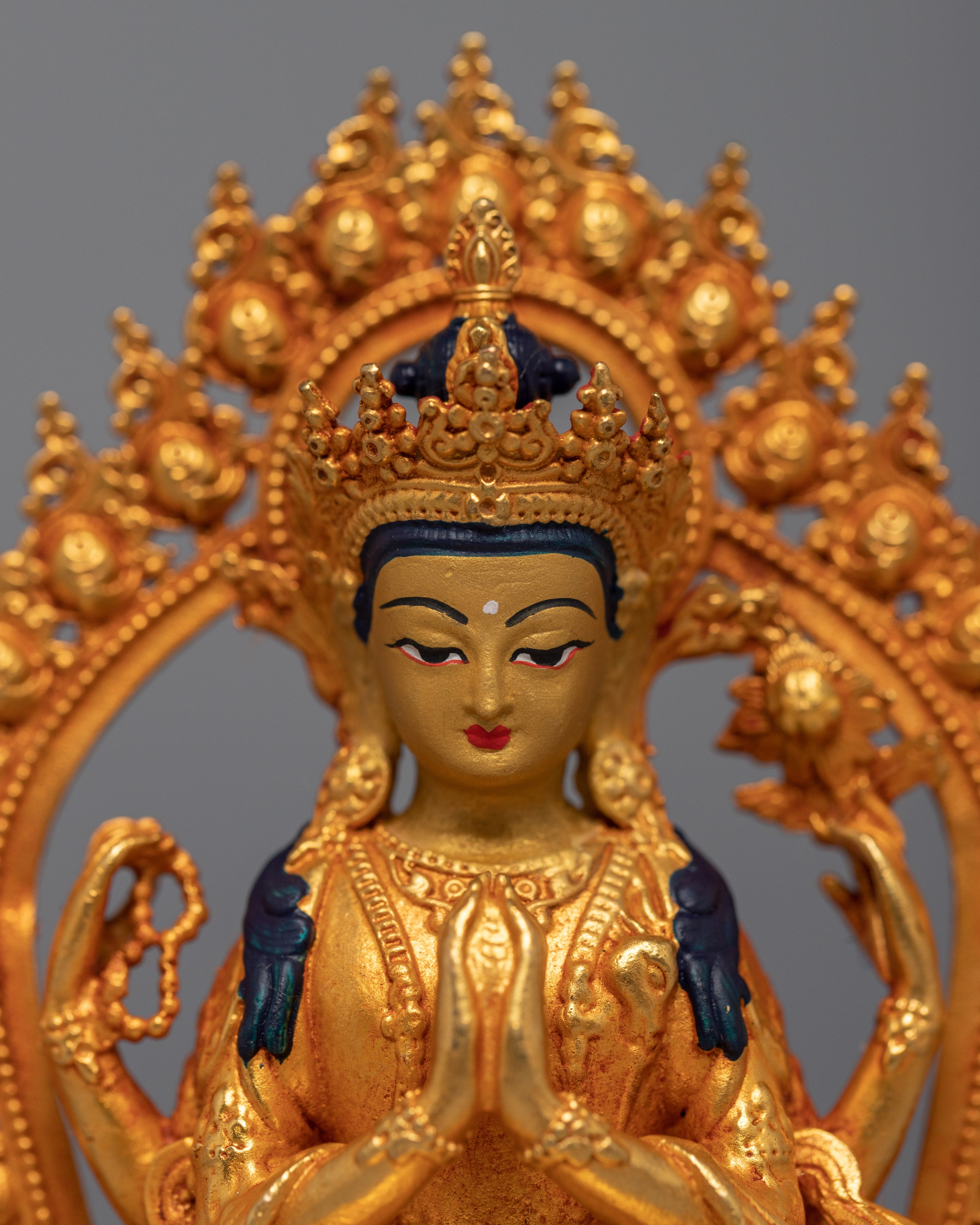 Miniature Chenrezig Sculpture | Buddhist Compassionate Bodhisattva