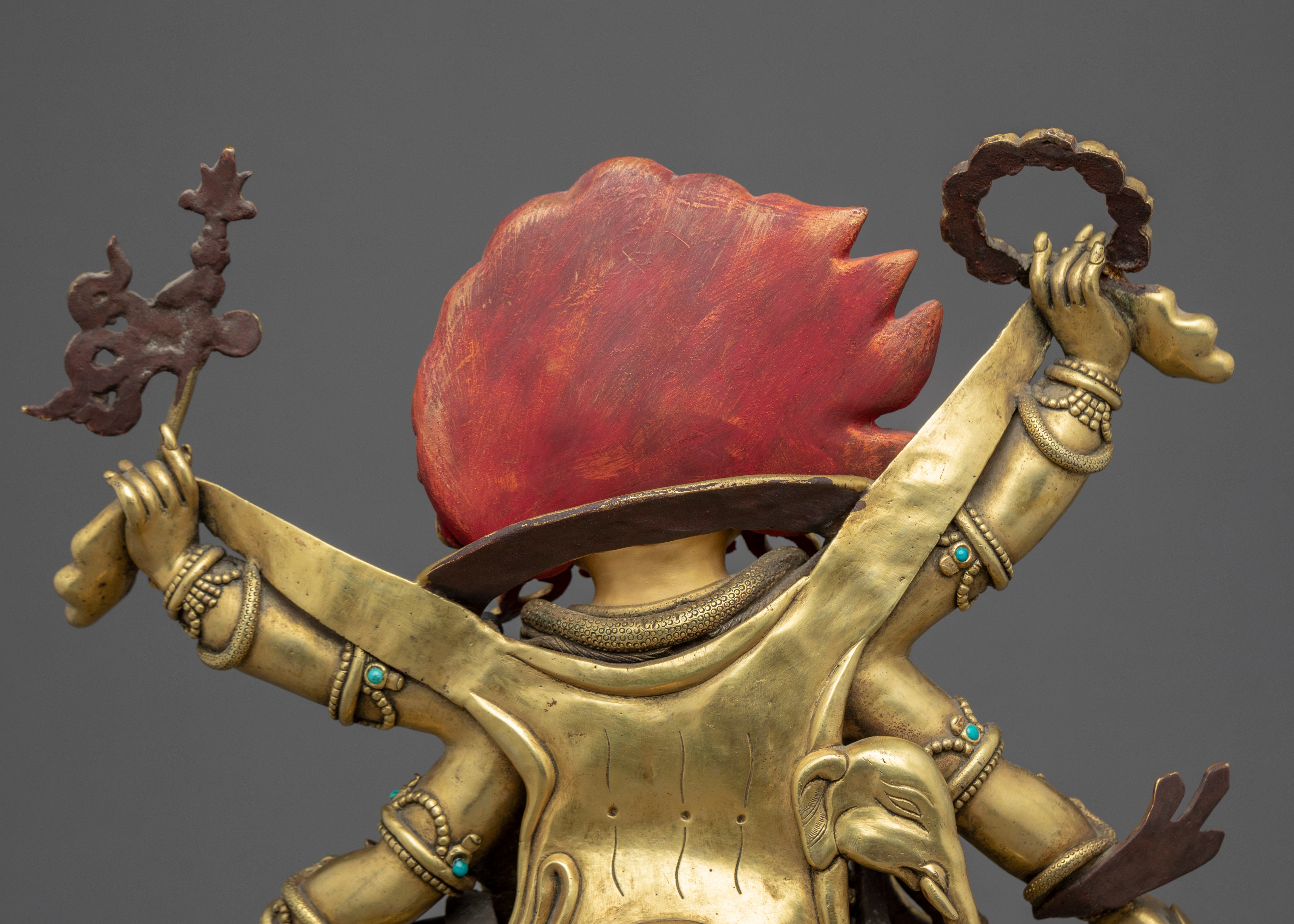 6 Armed Mahakala Statue | Traditional Himalayan Art