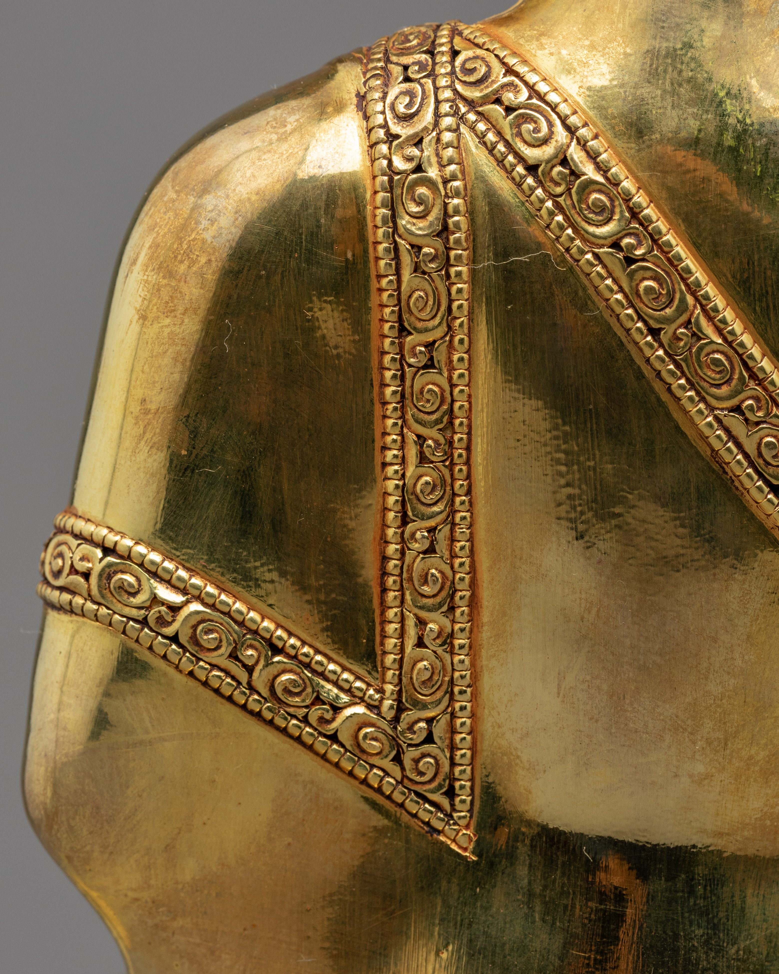 Traditional Blessing Buddha Statue | Tibetan Art Plated with Gold