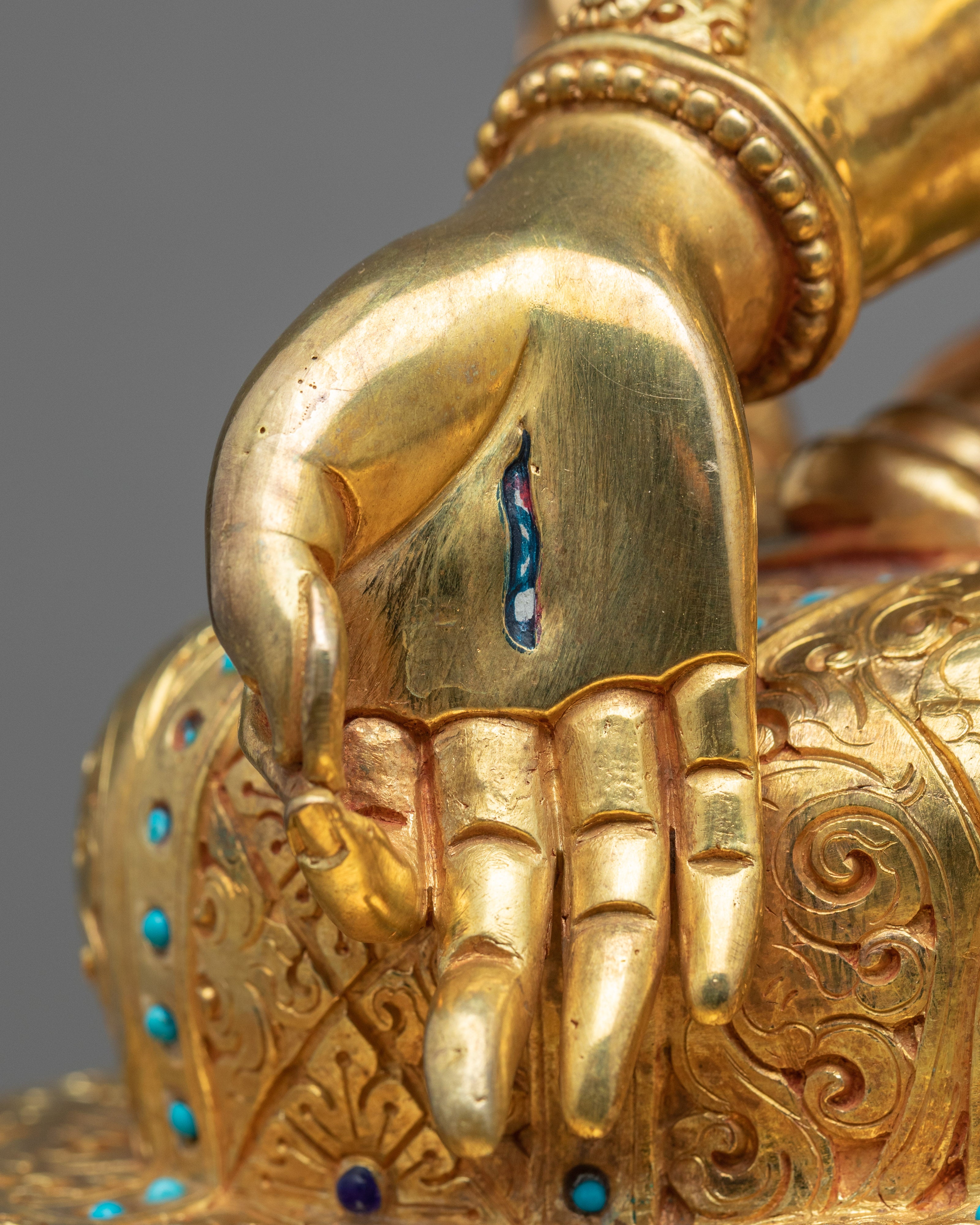 White Tara Symbolism Sculpture | Tibetan Art Plated with Gold - Termatree