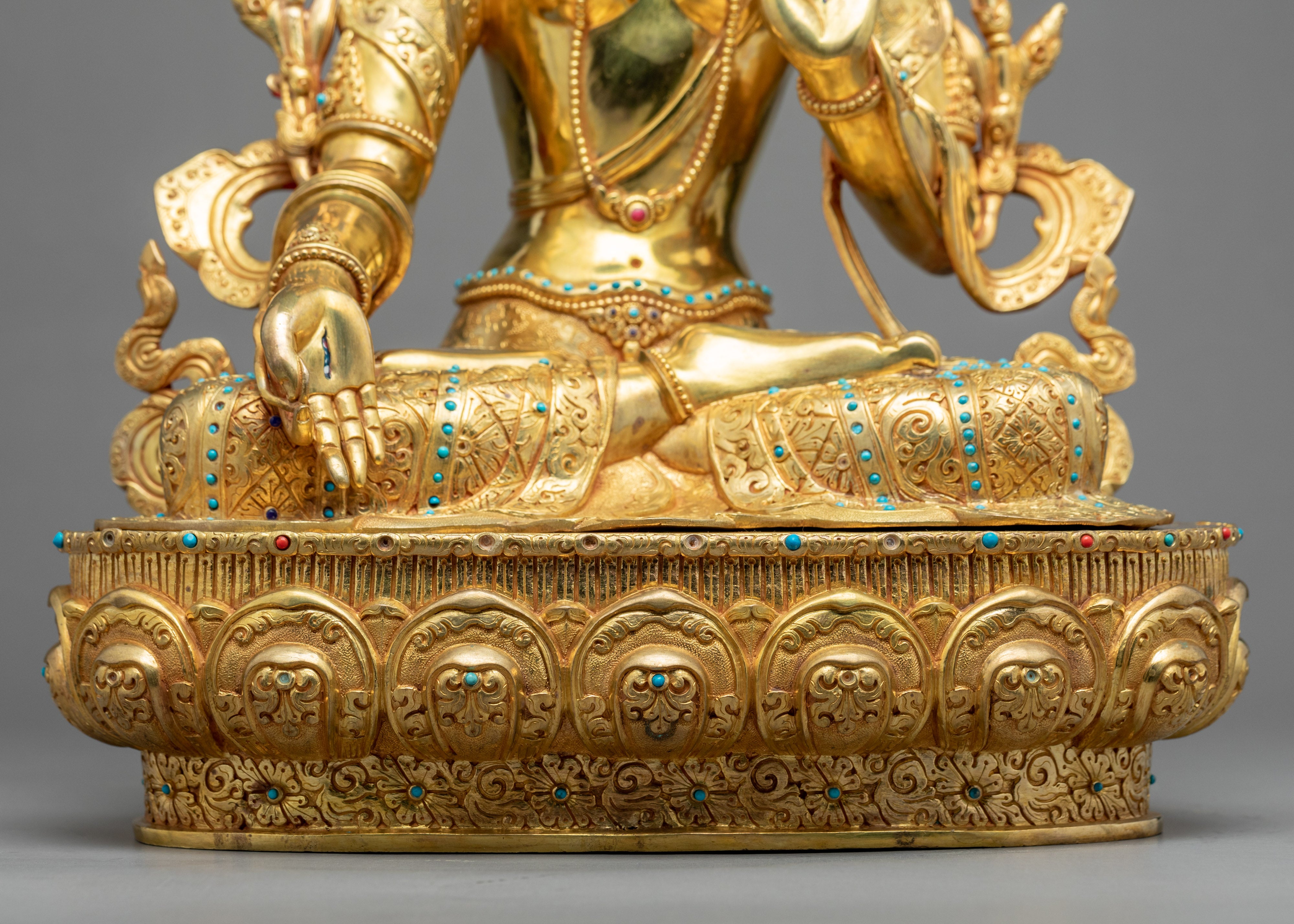 White Tara Symbolism Sculpture | Tibetan Art Plated with Gold - Termatree