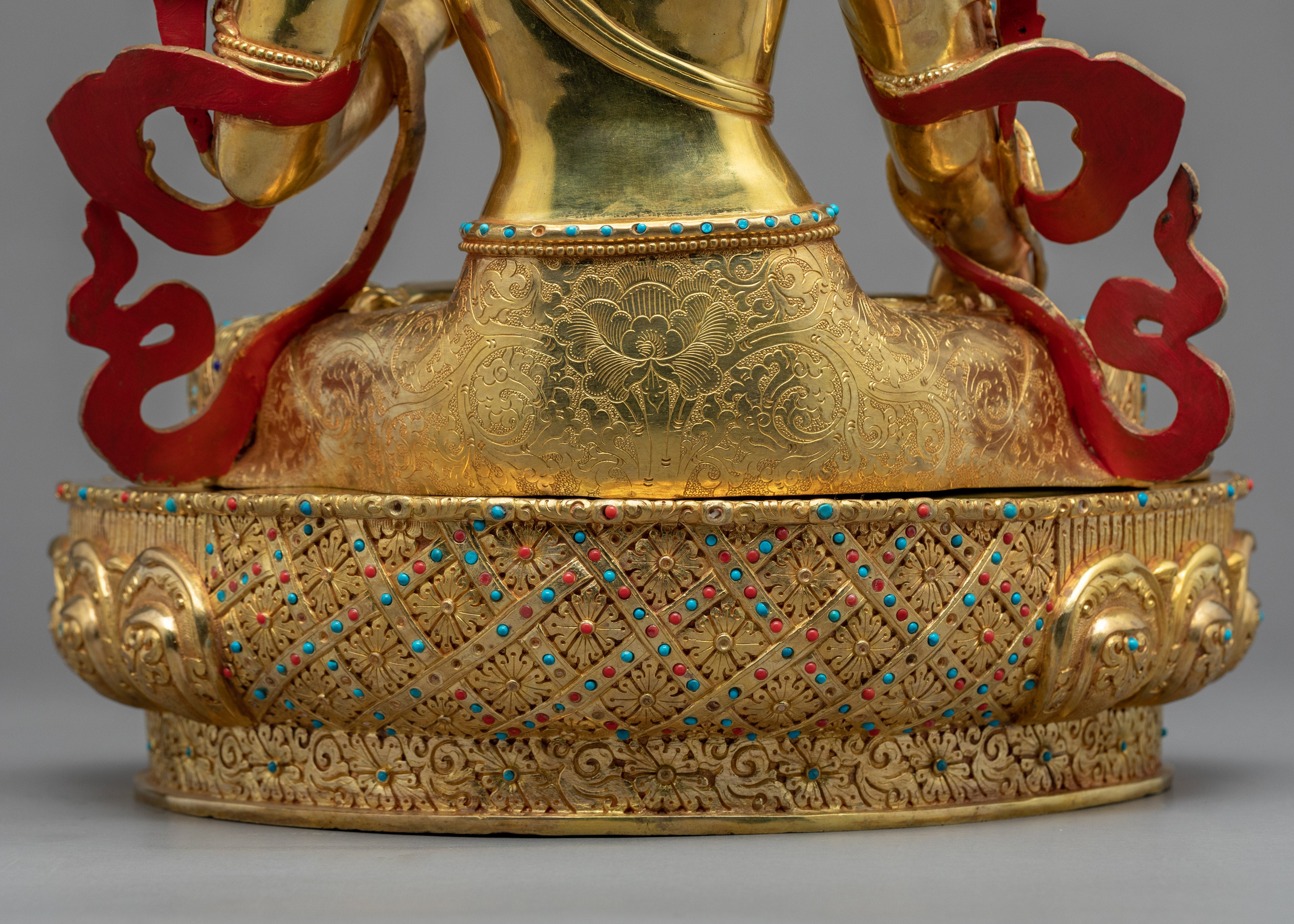 White Tara Symbolism Sculpture | Tibetan Art Plated with Gold - Termatree