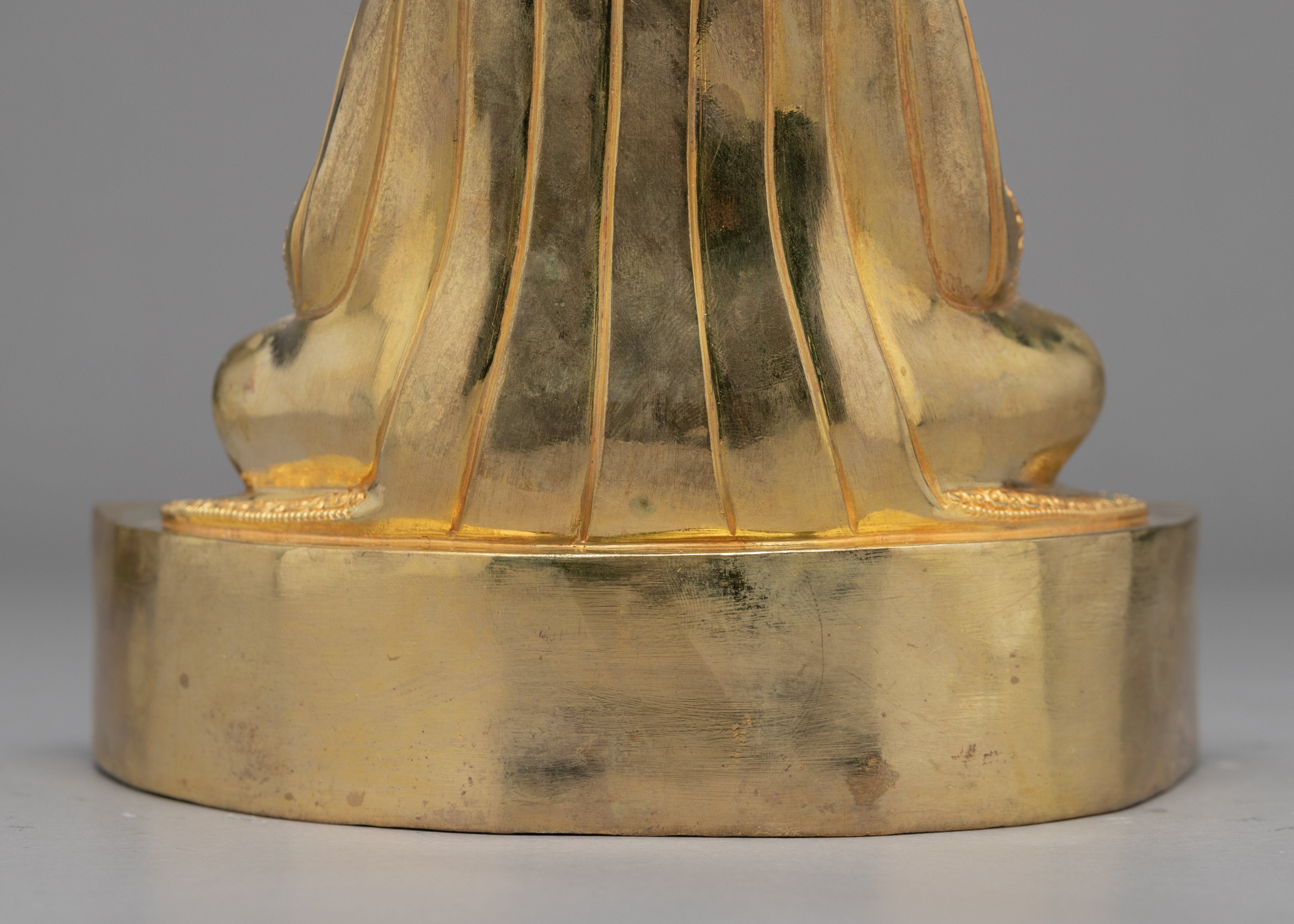 Traditional Buddhist Master Gold Gilded Statue Set | Traditionally Hand Carved Art