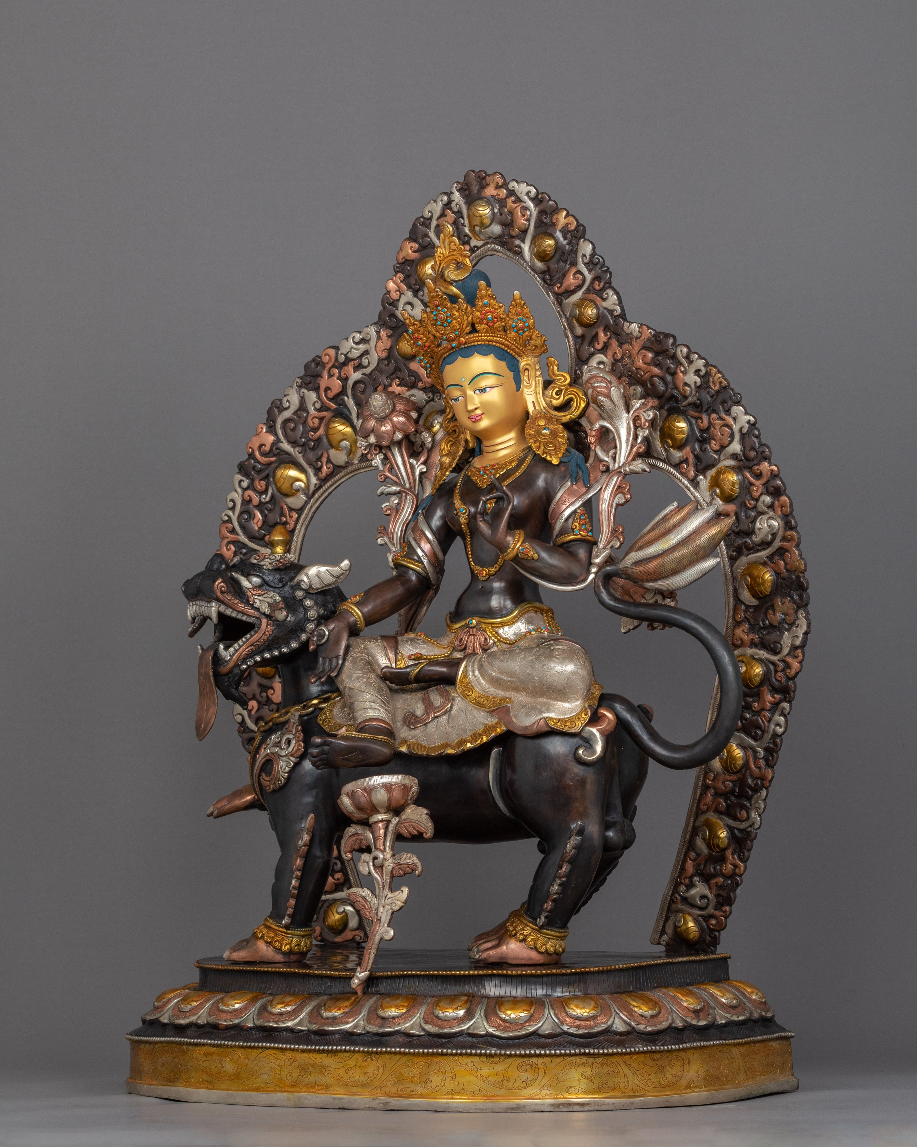 Green Tara Buddha Art | Tibetan Green Tara On Snow Lion