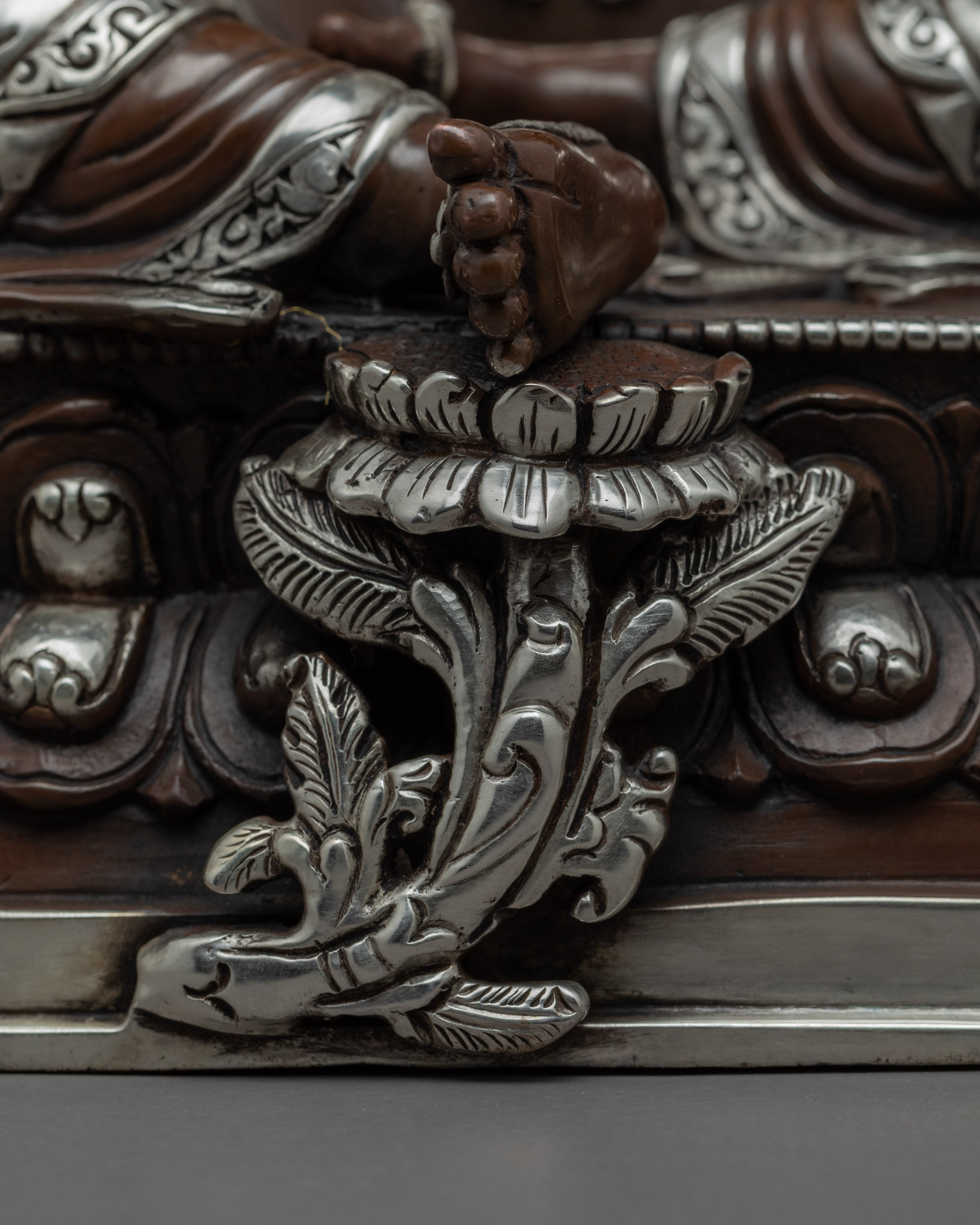 Green Tara Copper Sculpture | Tibetan Art Plated with Silver