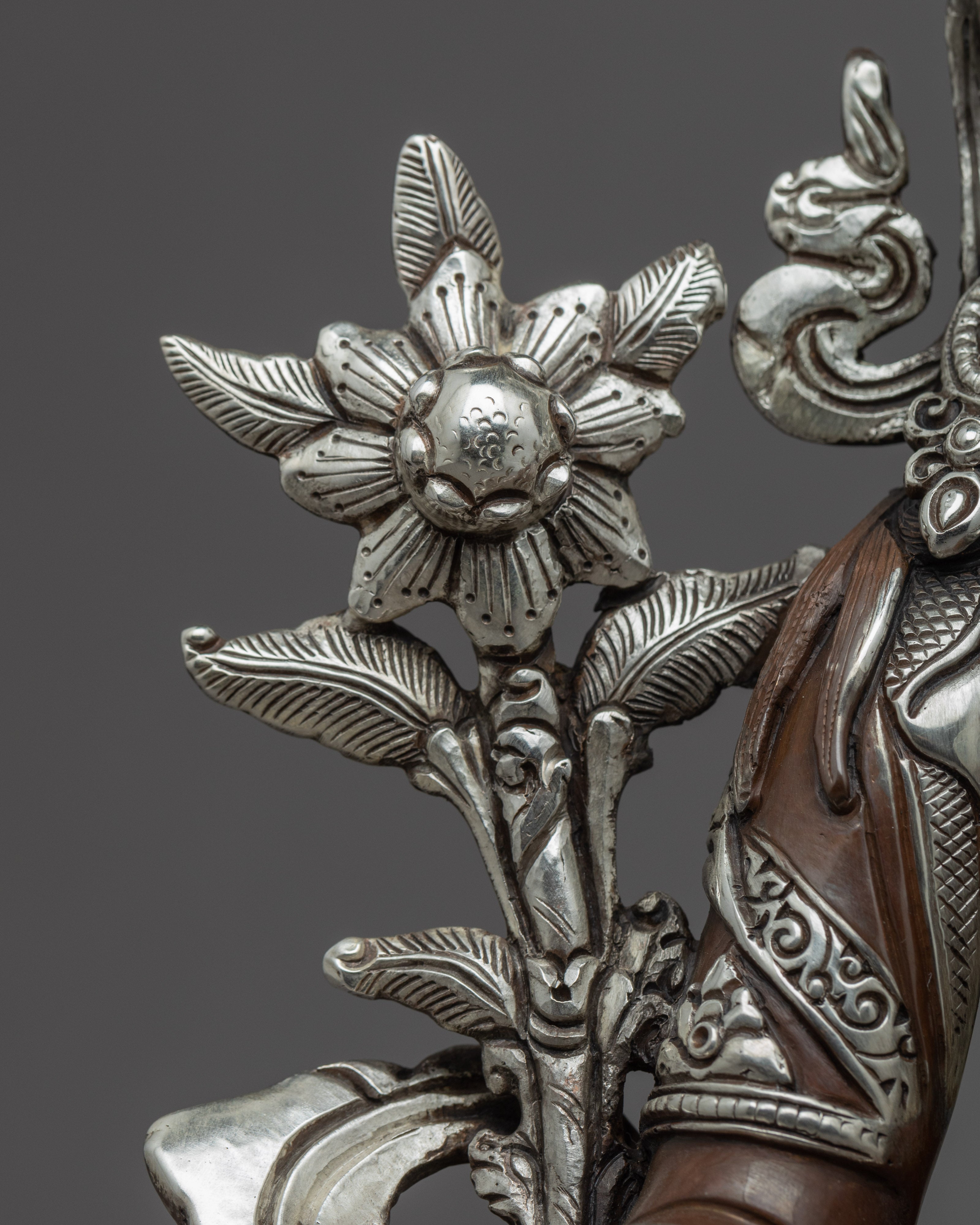 Green Tara Copper Sculpture | Tibetan Art Plated with Silver