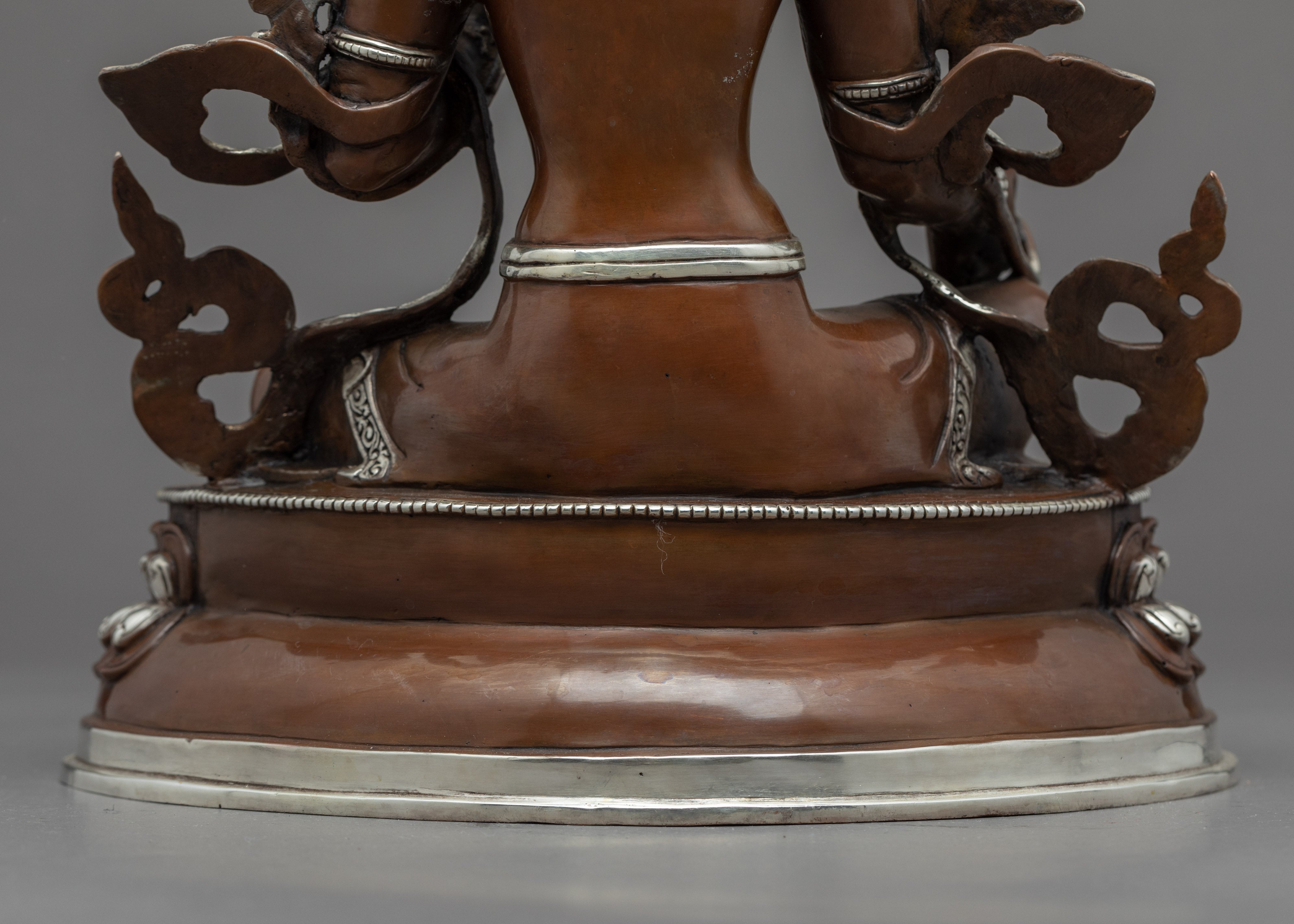 Green Tara Copper Sculpture | Tibetan Art Plated with Silver