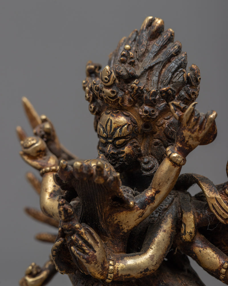 Vajrakilaya Practice Statue | Gold Plated Himalayan Artwork