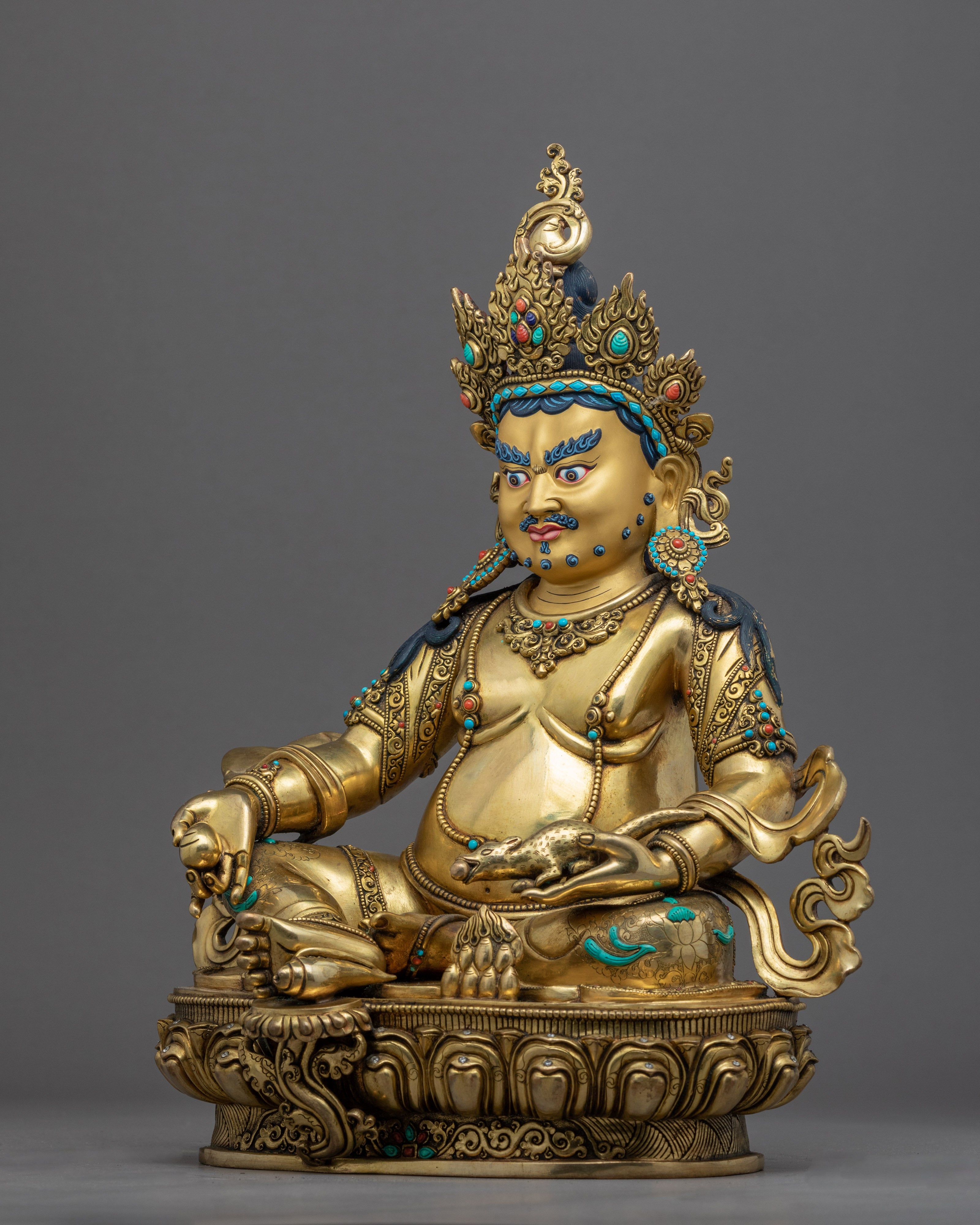 Yellow Jambhala Offerings Statue | Traditional Deity Of Wealth Sculpture - Termatree