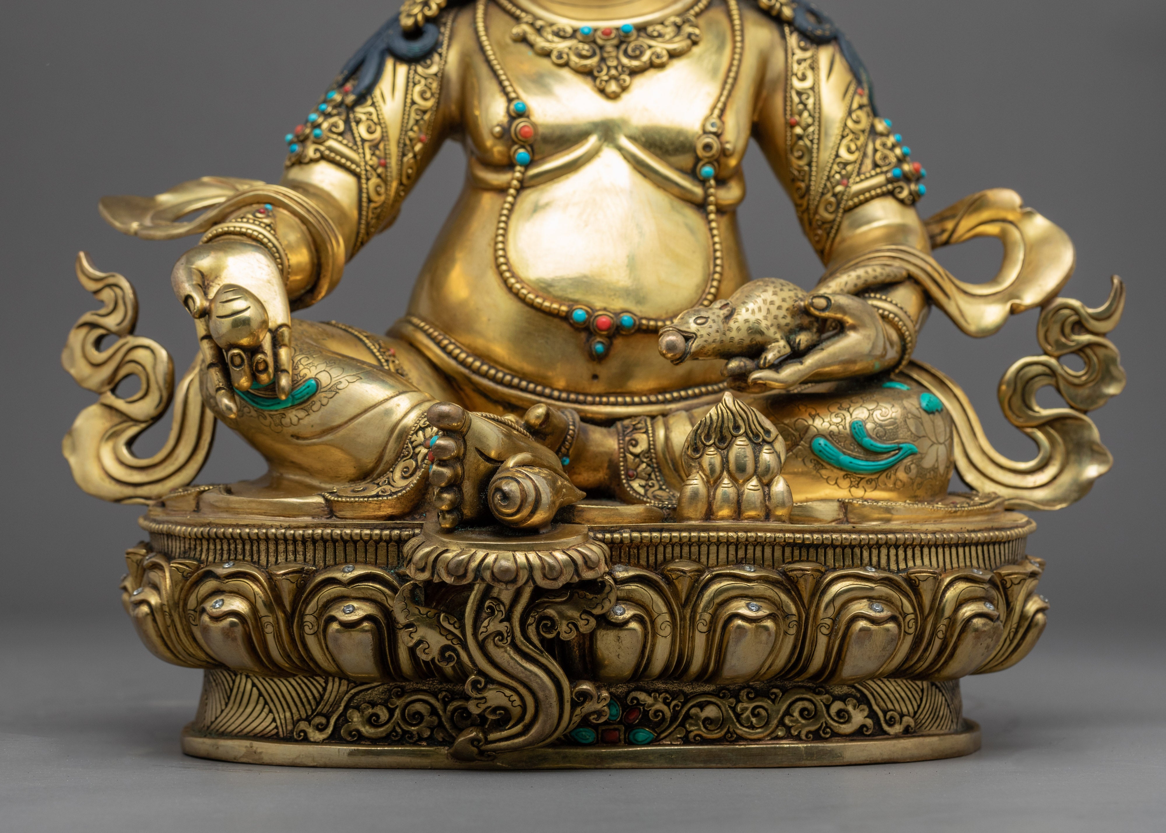 Yellow Jambhala Offerings Statue | Traditional Deity Of Wealth Sculpture - Termatree