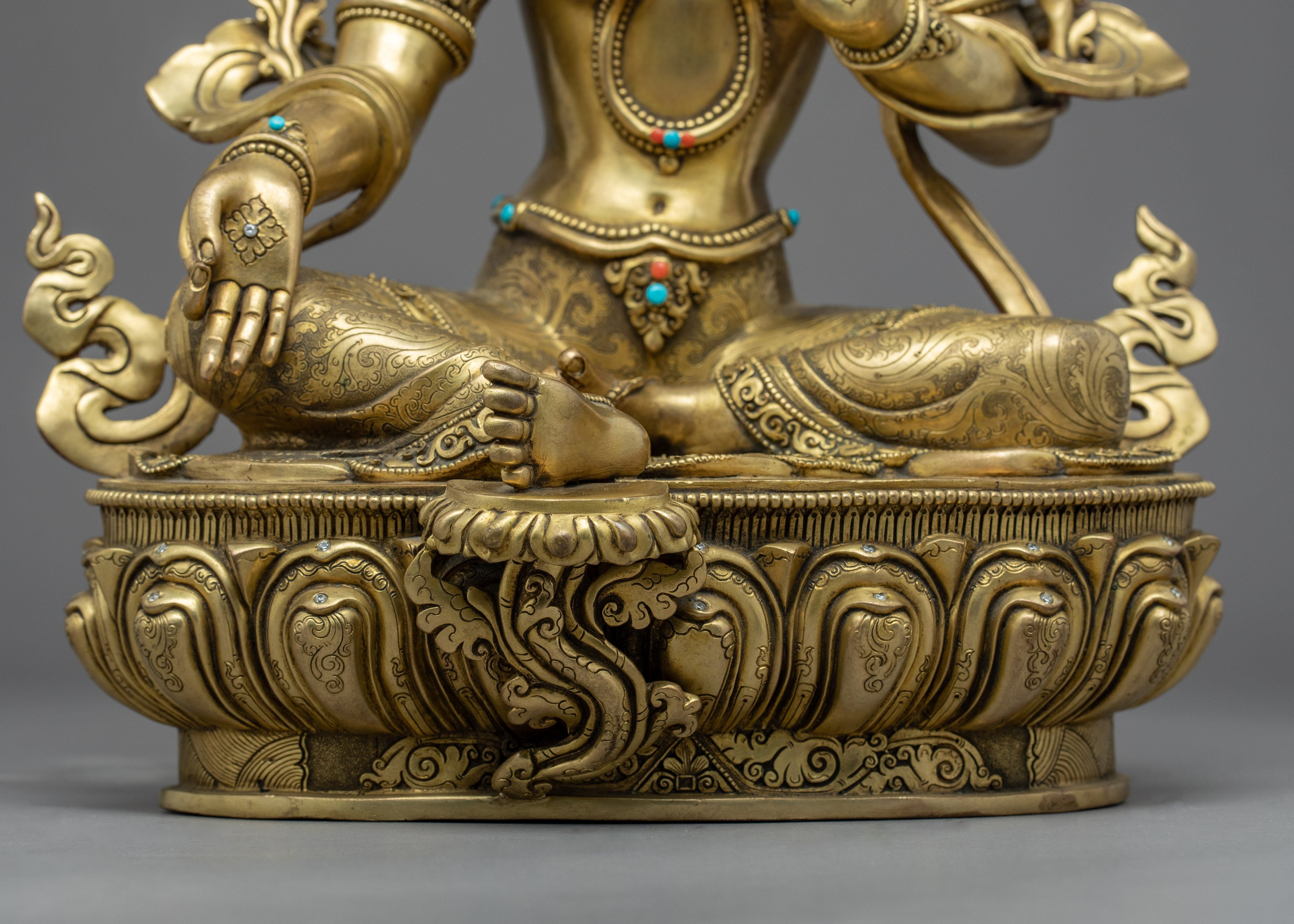 Mother Buddha Tara Sculpture | Hand-Carved 24K Gold Statue
