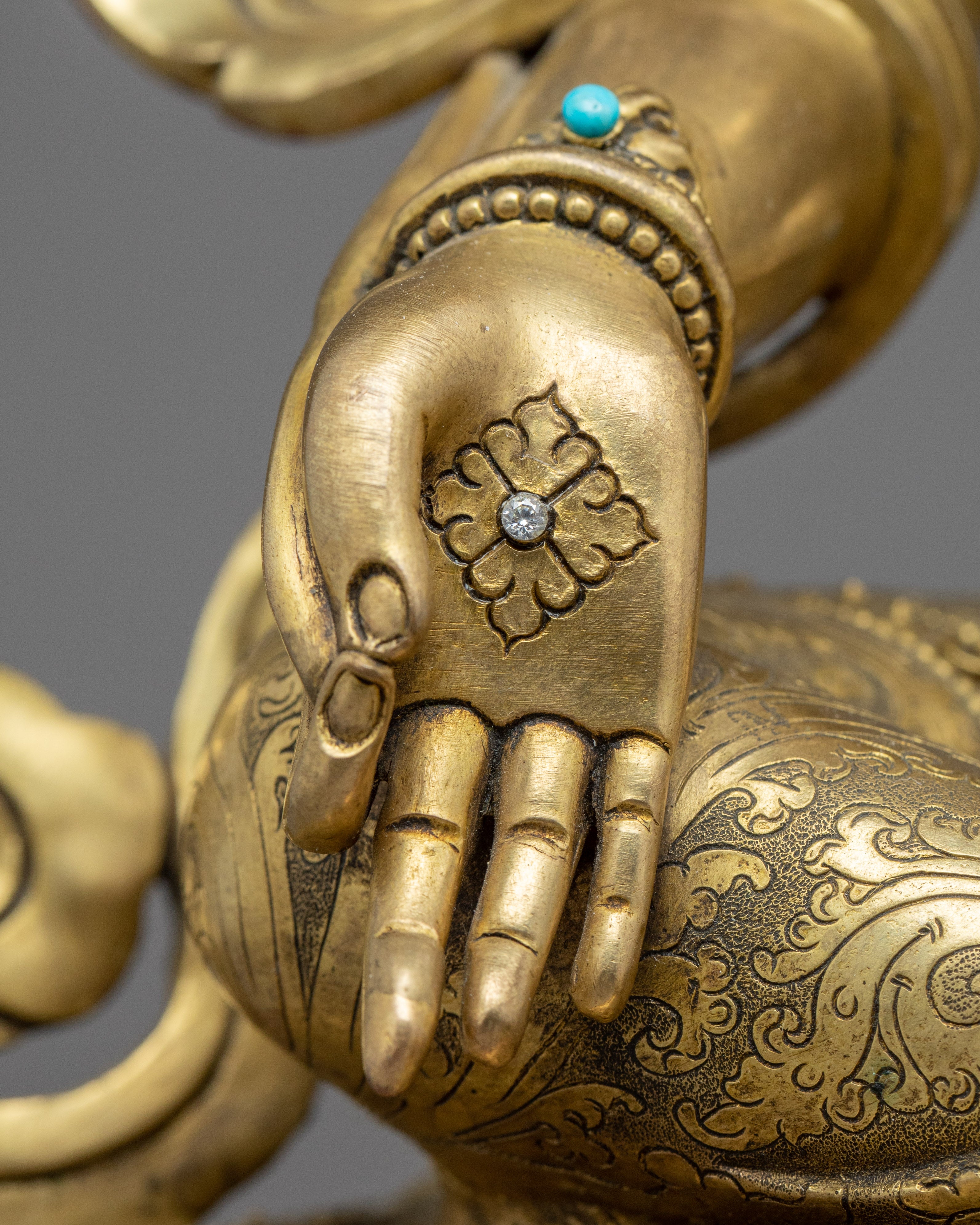 Mother Buddha Tara Sculpture | Hand-Carved 24K Gold Statue