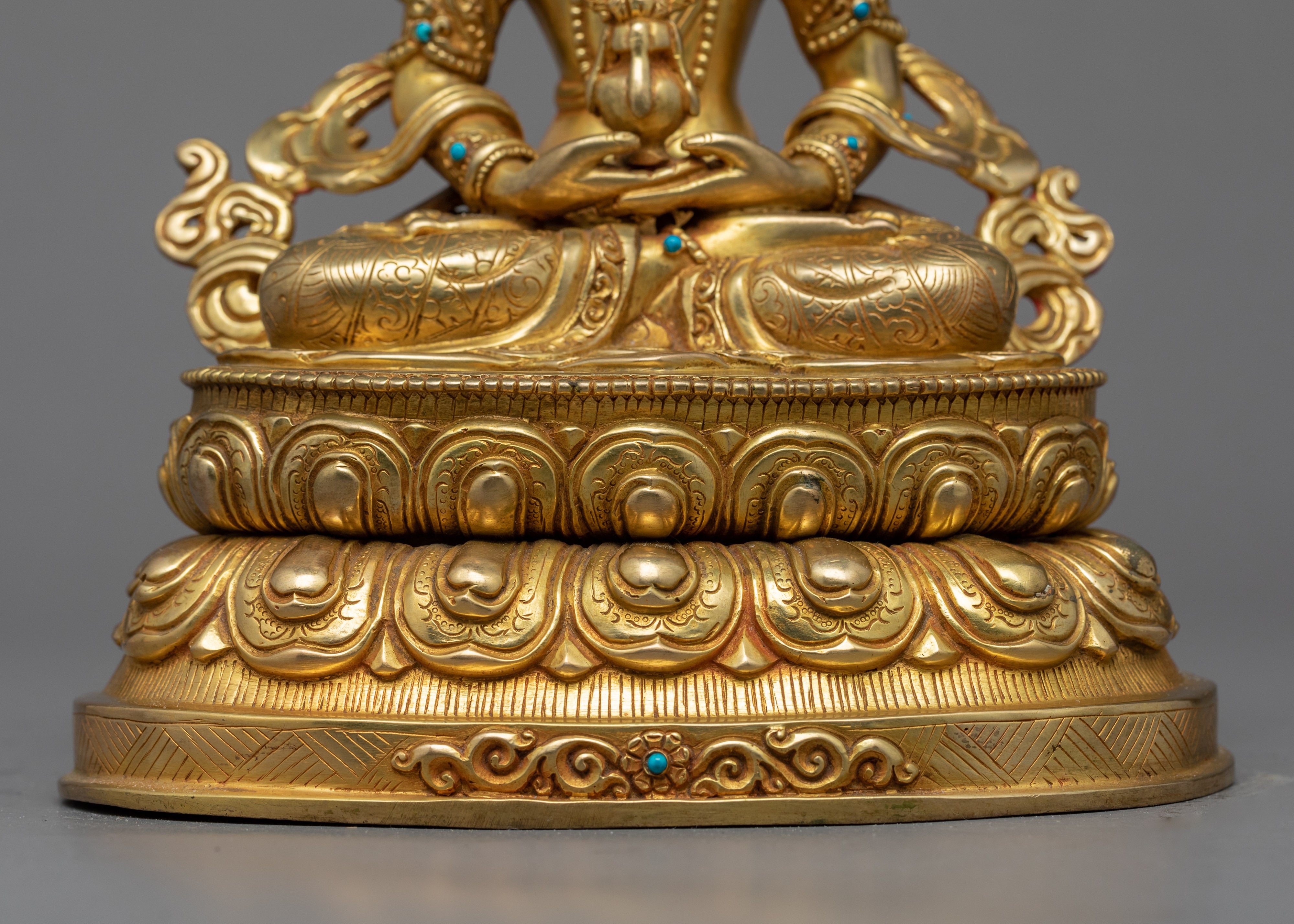 Amitayus Statue | Bodhisattva Amitayus Gold Gilded Sculpture