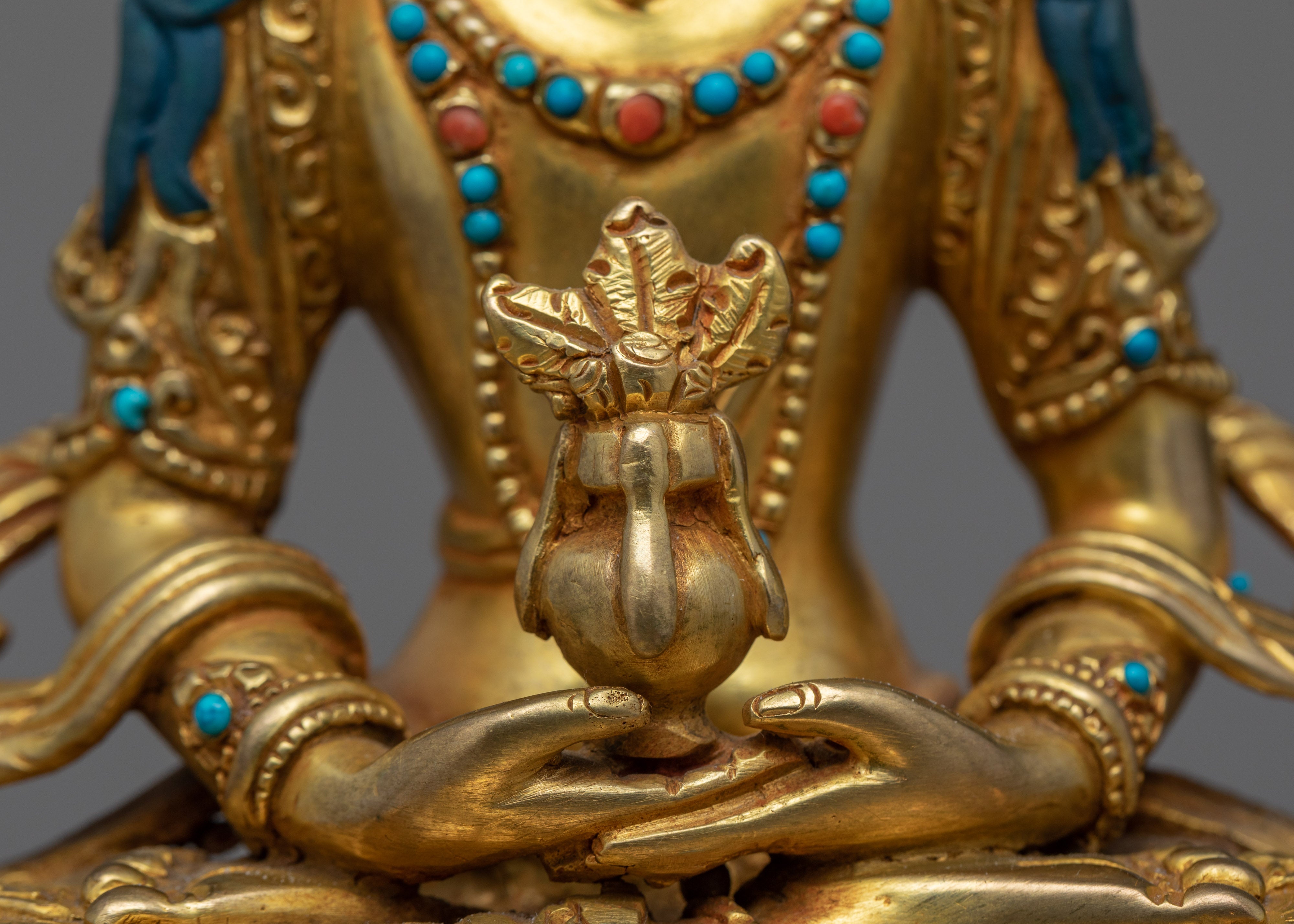 Amitayus Statue | Bodhisattva Amitayus Gold Gilded Sculpture