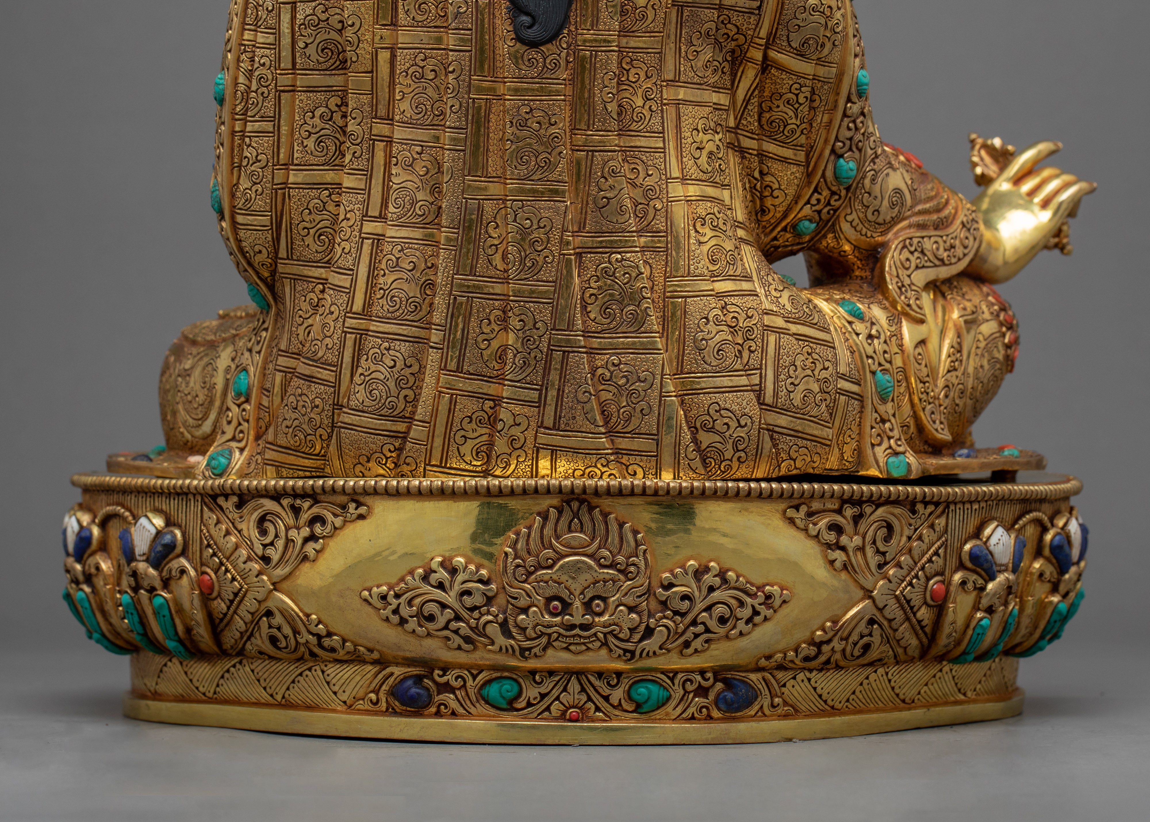 Guru Rinpoche Meditation Sculpture | Gold Gilded on Copper Body Statue of Padmasambhava - Termatree