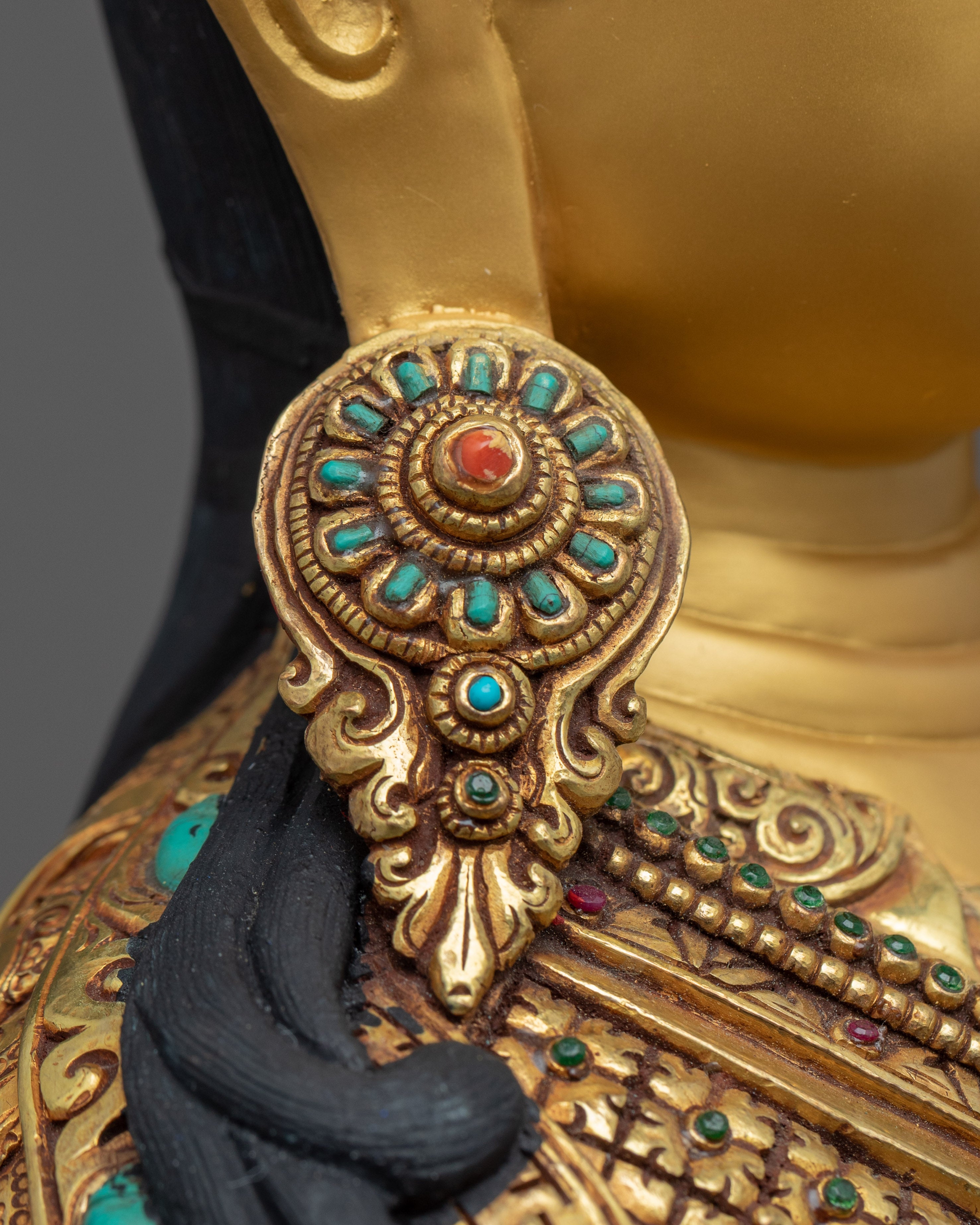 Guru Rinpoche Meditation Sculpture | Gold Gilded on Copper Body Statue of Padmasambhava - Termatree