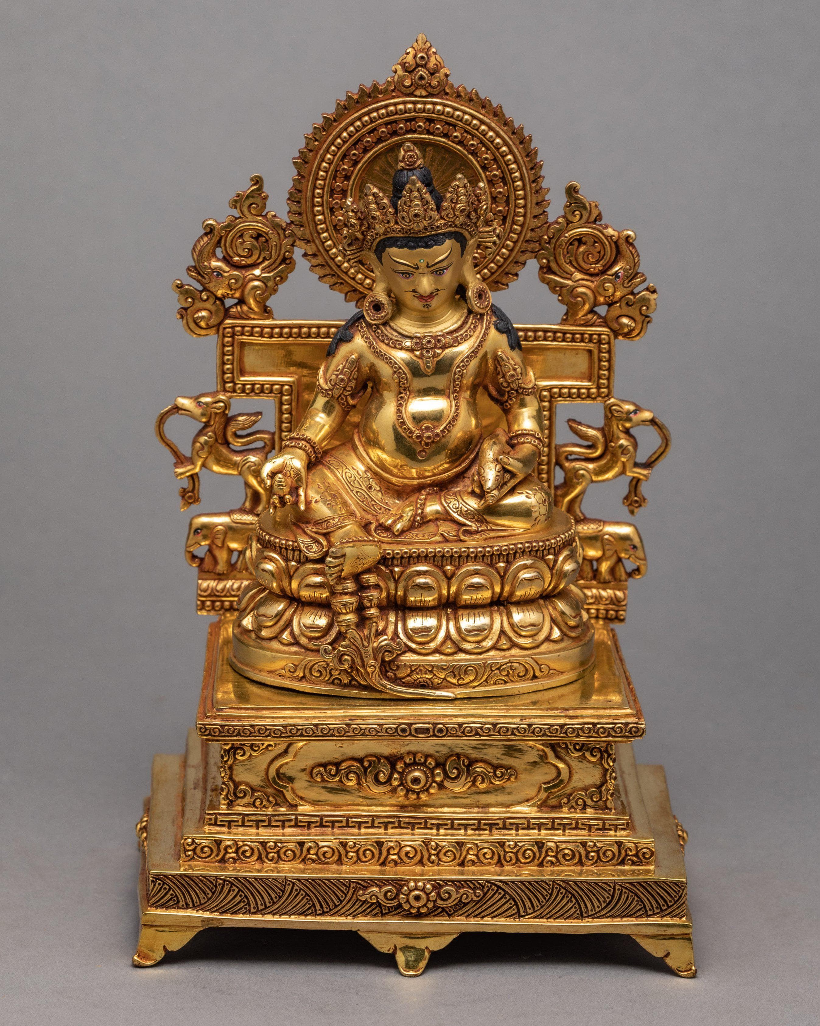 Dzambhala with throne Statue