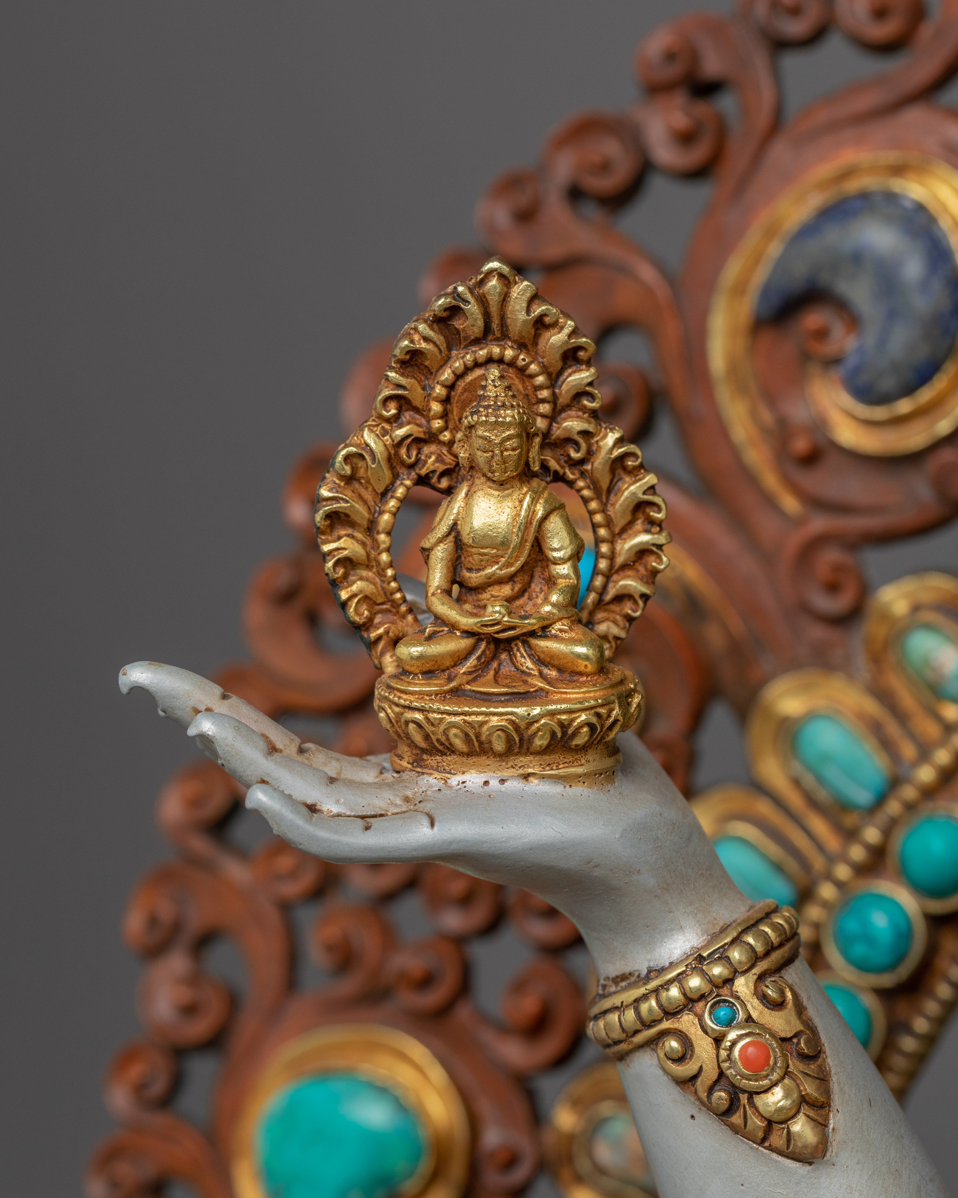 Namgyalma Buddha Statue | Traditional Tibetan Gold Gilded Dakini Art - Termatree