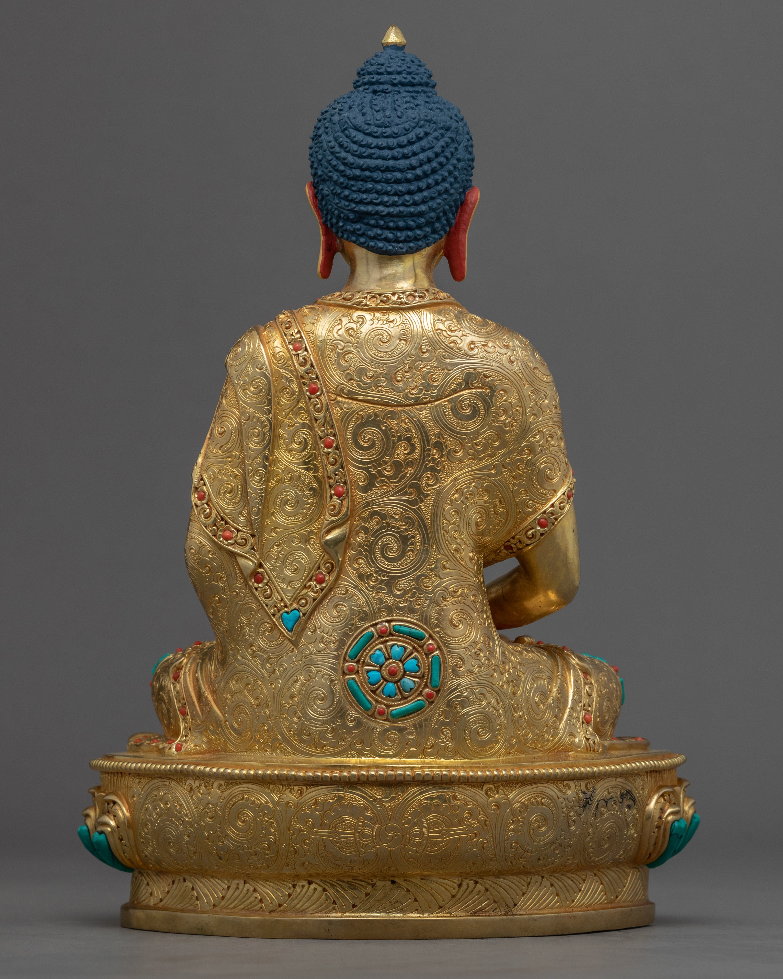 Buddha Amitabha Prayer Sculpture | Gold-Gilded Hand Carved Amitabha Statue