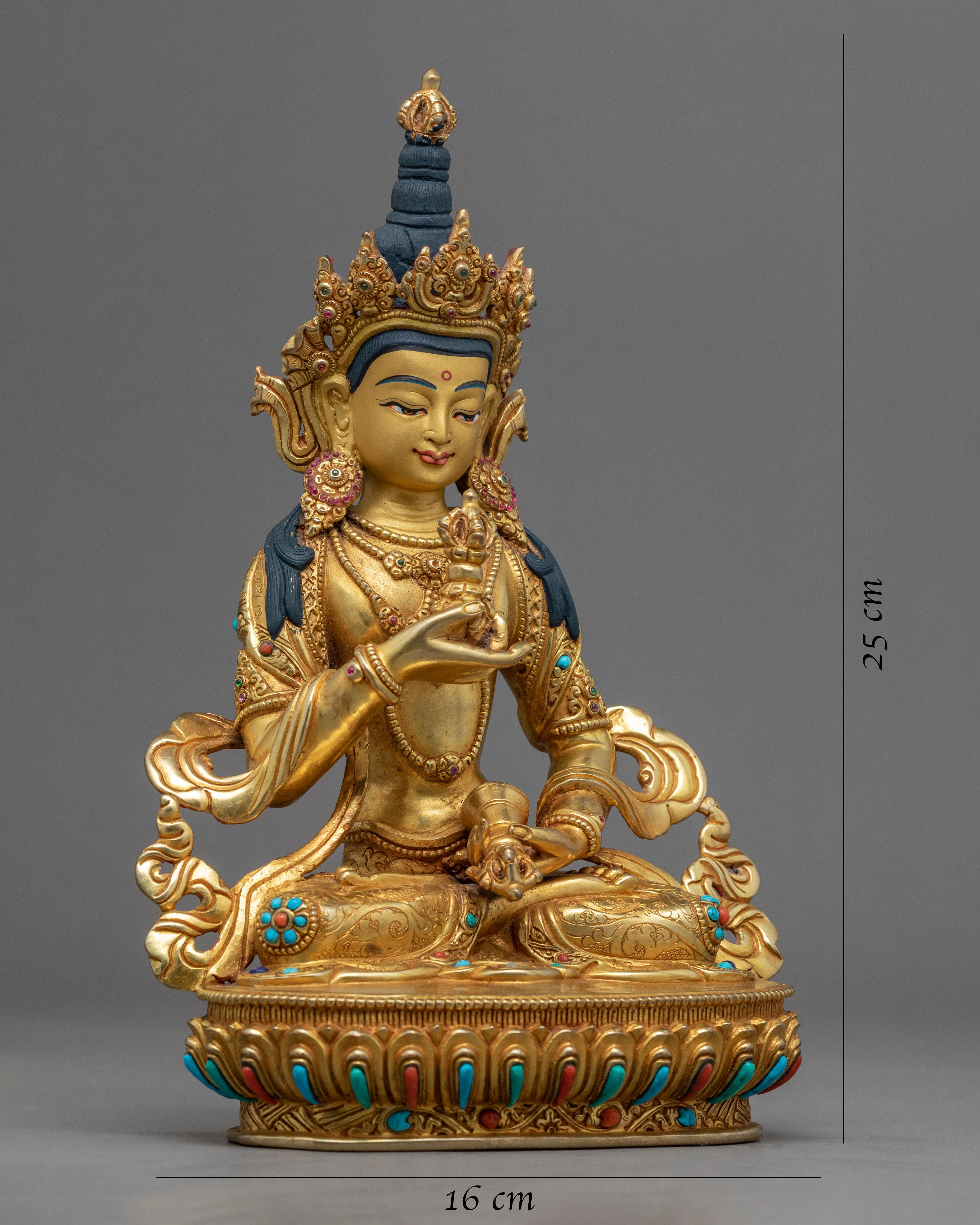 Gold Gilded Practice Statue Of Mantra Vajrasattva | Tibetan Art Plated with Gold