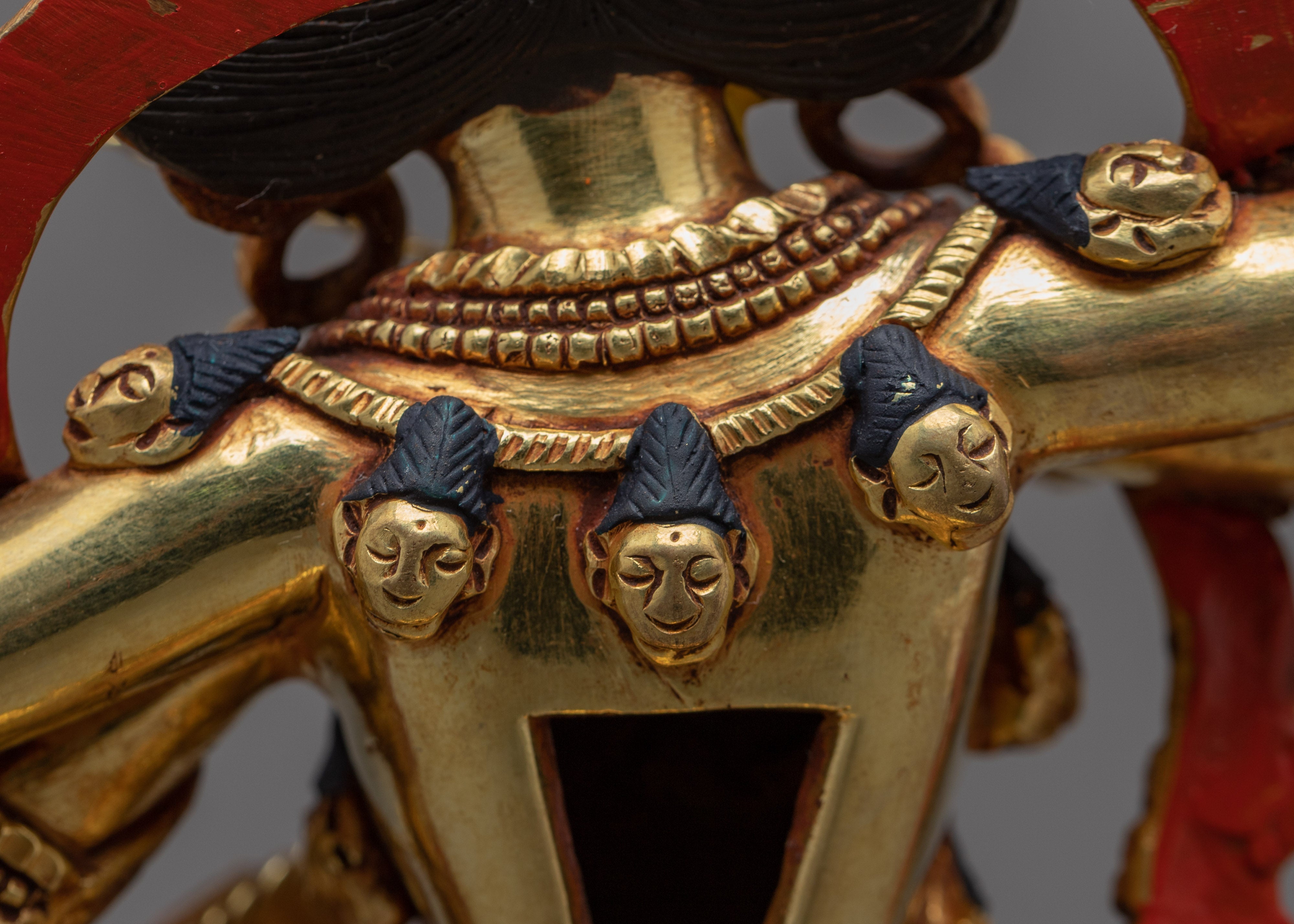 Hand-Carved Kurukulle Sadhana Sculpture | Tibetan Dakini Kurukulla Gold Statue